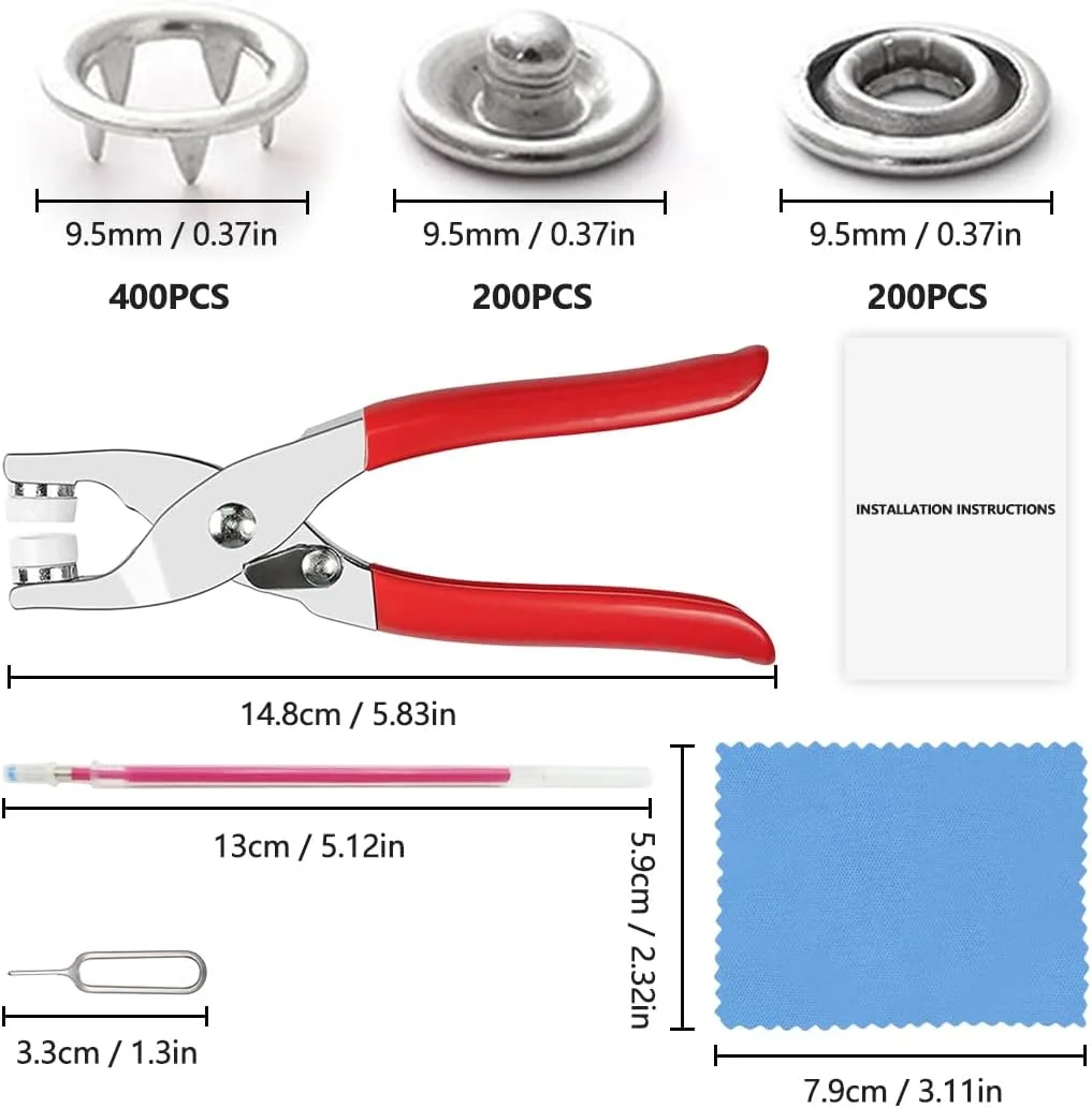 ست 200 عددی دکمه فشاری SHSMPXOY، کیت دکمه های فلزی 9.5 میلی متری به همراه انبردست، دکمه های پرسی فلزی بدون نیاز به دوخت برای پارچه، لباس، کیف و صنایع دستی DIY ست 200 عددی دکمه فشاری SHSMPXOY، کیت دکمه های فلزی 9.5 میلی متری به همراه انبردست، دکمه های پرسی فلزی بدون نیاز به دوخت برای پارچه، لباس، کیف و صنایع دستی DIY