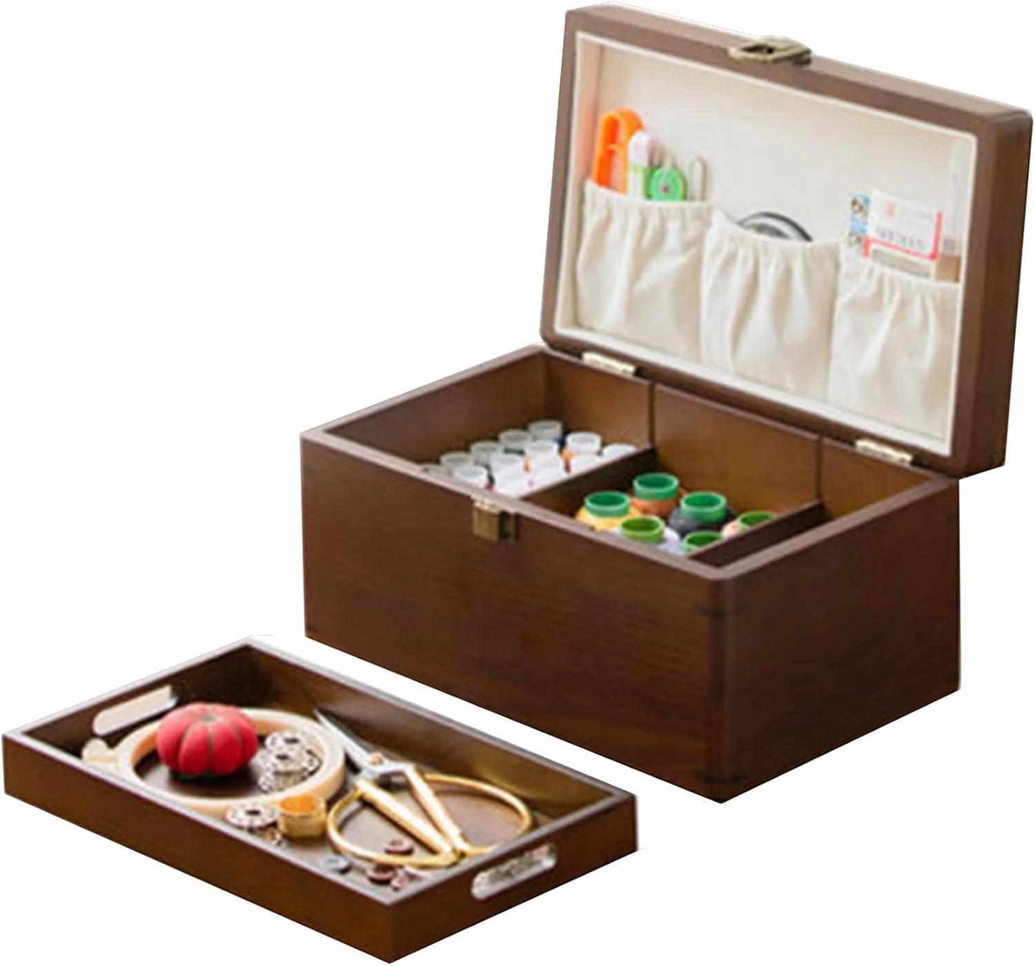 جعبه خیاطی مدل Wooden رنگ چوبی