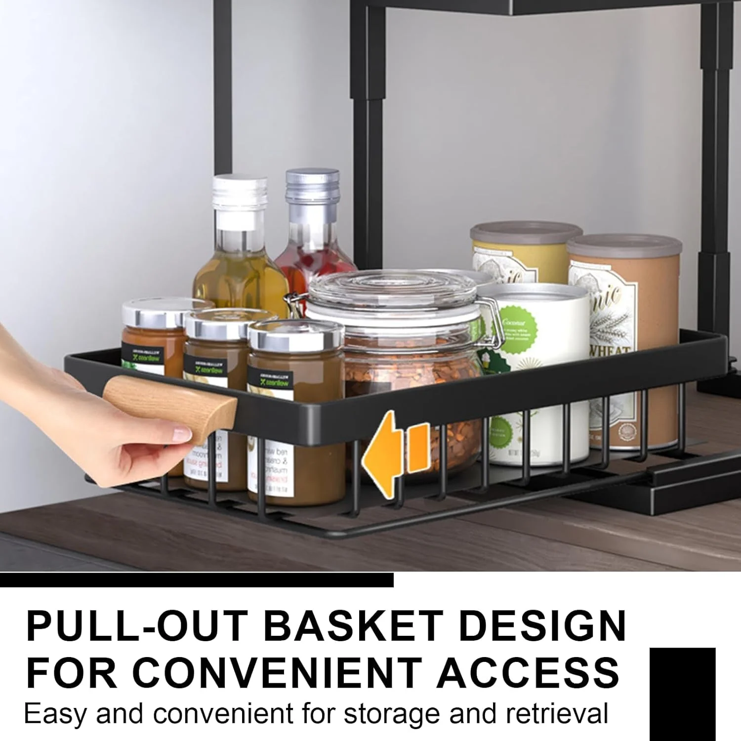 ارگانایزر زیر سینک KASTWAVE، قفسه کابینت 2 طبقه قابل گسترش، قفسه ذخیره سازی قابل تنظیم ایستاده برای کابینت، آشپزخانه، حمام، قفسه نگهداری کفش، مشکی ارگانایزر زیر سینک KASTWAVE، قفسه کابینت 2 طبقه قابل گسترش، قفسه ذخیره سازی قابل تنظیم ایستاده برای کابینت، آشپزخانه، حمام، قفسه نگهداری کفش، مشکی