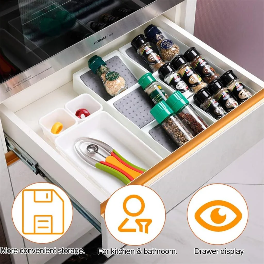 نظم دهنده کشو ادویه 3 طبقه KASTWAVE، قفسه نگهداری آشپزخانه ضد لغزش برای سازماندهی کارآمد انبار و کابینت