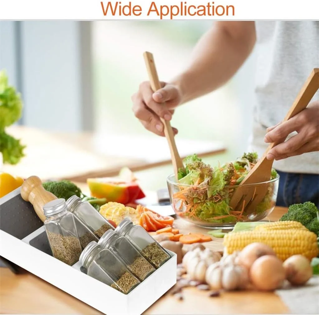 نظم دهنده کشو ادویه 3 طبقه KASTWAVE، قفسه نگهداری آشپزخانه ضد لغزش برای سازماندهی کارآمد انبار و کابینت