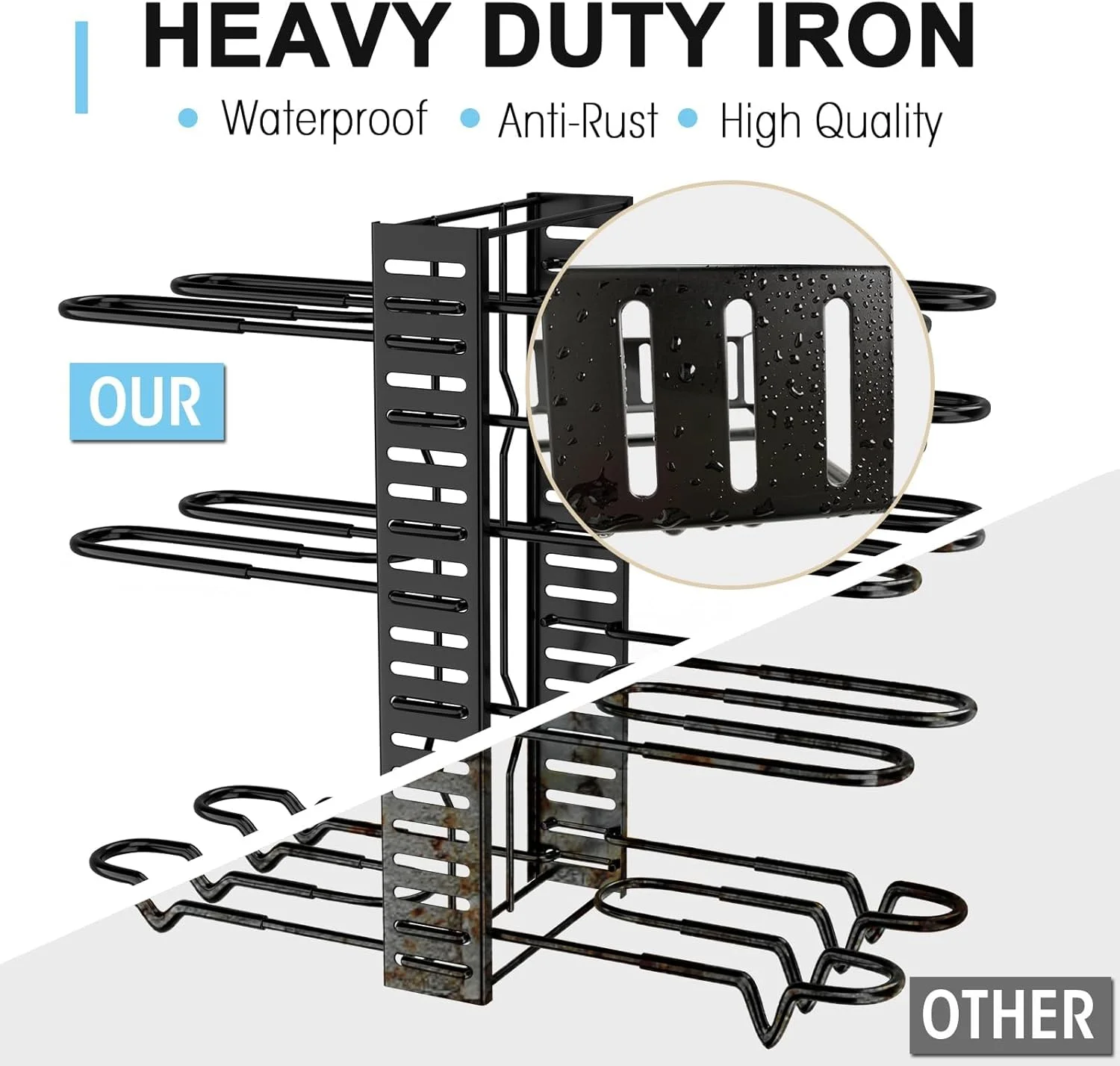 قفسه قابل تنظیم 8 طبقه KASTWAVE، قفسه سنگین سازمان دهنده قابلمه و تابه برای کابینت، مناسب برای نگهداری قابلمه و تابه در زیر کابینت، ایده آل برای قابلمه، تابه و درب - سازماندهی و نگهداری آسان آشپزخانه