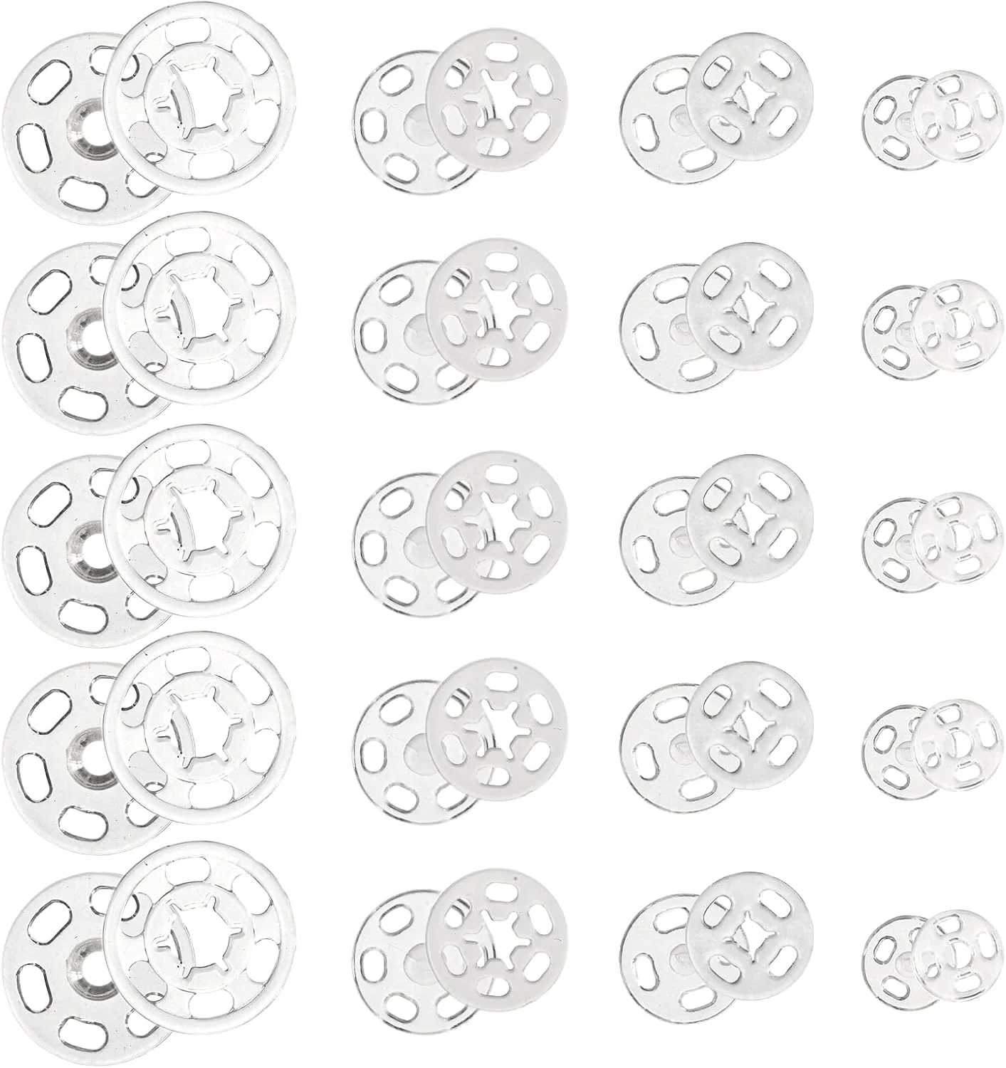 سالبسور 120 عدد دکمه فشاری پلاستیکی برای دوخت، دکمه های نامرئی گرد و شفاف برای دوخت پیراهن، لباس و کارهای دستی، 7mm 12mm 15mm 20mm سالبسور 120 عدد دکمه فشاری پلاستیکی برای دوخت، دکمه های نامرئی گرد و شفاف برای دوخت پیراهن، لباس و کارهای دستی، 7mm 12mm 15mm 20mm