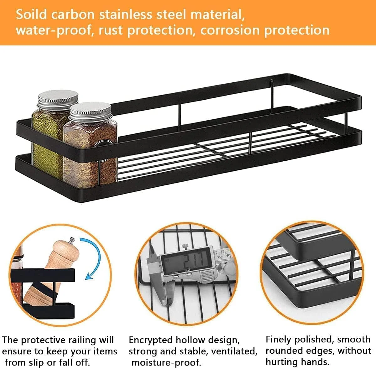 JOEJNCED قفسه ادویه دیواری 40 سانتی متری، سازمان دهنده قفسه ادویه، بدون نیاز به سوراخ کاری، فضای ذخیره سازی آشپزخانه را مرتب نگه می دارد، مونتاژ آسان، قفسه ادویه برای نگهداری بطری های ادویه آشپزخانه (2 عددی) JOEJNCED قفسه ادویه دیواری 40 سانتی متری، سازمان دهنده قفسه ادویه، بدون نیاز به سوراخ کاری، فضای ذخیره سازی آشپزخانه را مرتب نگه می دارد، مونتاژ آسان، قفسه ادویه برای نگهداری بطری های ادویه آشپزخانه (2 عددی)