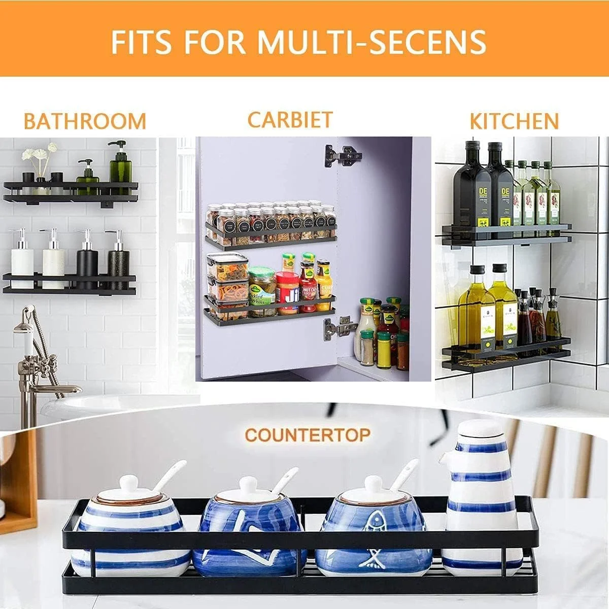 JOEJNCED قفسه ادویه دیواری 40 سانتی متری، سازمان دهنده قفسه ادویه، بدون نیاز به سوراخ کاری، فضای ذخیره سازی آشپزخانه را مرتب نگه می دارد، مونتاژ آسان، قفسه ادویه برای نگهداری بطری های ادویه آشپزخانه (2 عددی) JOEJNCED قفسه ادویه دیواری 40 سانتی متری، سازمان دهنده قفسه ادویه، بدون نیاز به سوراخ کاری، فضای ذخیره سازی آشپزخانه را مرتب نگه می دارد، مونتاژ آسان، قفسه ادویه برای نگهداری بطری های ادویه آشپزخانه (2 عددی)