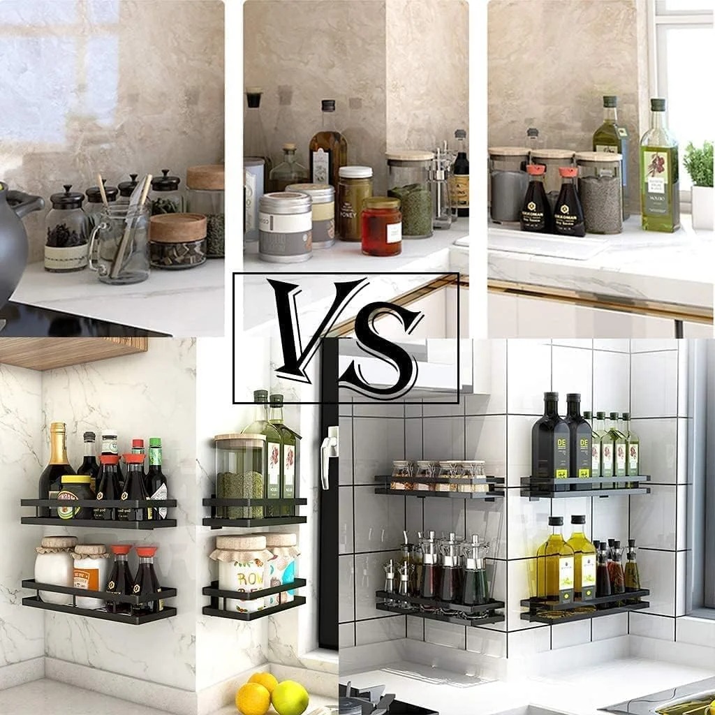 JOEJNCED قفسه ادویه دیواری 40 سانتی متری، سازمان دهنده قفسه ادویه، بدون نیاز به سوراخ کاری، فضای ذخیره سازی آشپزخانه را مرتب نگه می دارد، مونتاژ آسان، قفسه ادویه برای نگهداری بطری های ادویه آشپزخانه (2 عددی) JOEJNCED قفسه ادویه دیواری 40 سانتی متری، سازمان دهنده قفسه ادویه، بدون نیاز به سوراخ کاری، فضای ذخیره سازی آشپزخانه را مرتب نگه می دارد، مونتاژ آسان، قفسه ادویه برای نگهداری بطری های ادویه آشپزخانه (2 عددی)