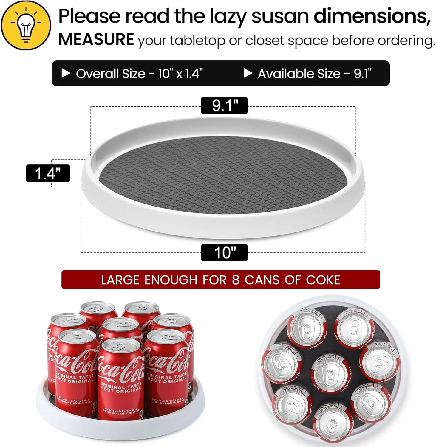 مجموعه 4 عددی ارگانایزر گردان 10 اینچی ضد لغزش - قفسه گردان برای سازماندهی و نگهداری کابینت، انبار، آشپزخانه، یخچال، روشویی حمام، زیر سینک، قفسه ادویه