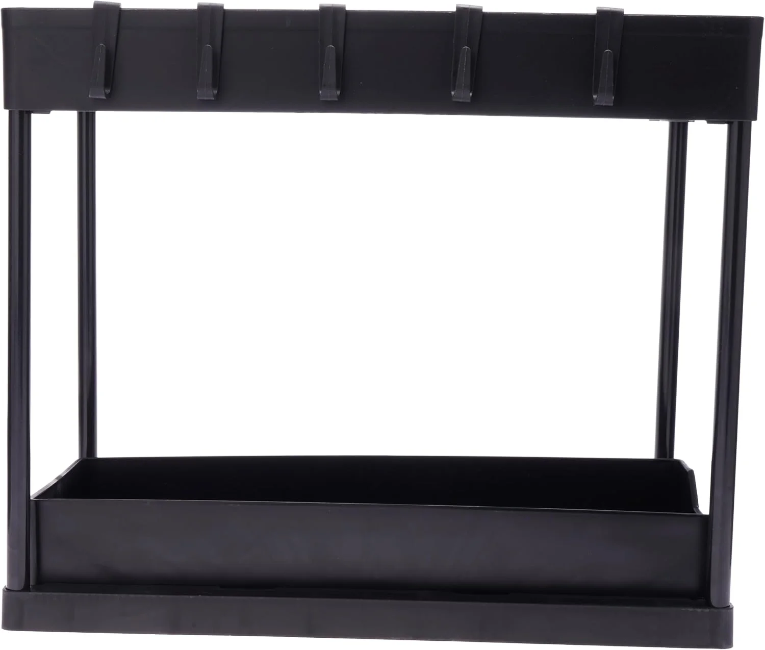 ارگانایزر زیر سینک HOME DWELL - قفسه کشویی دو طبقه با کشو، قلاب و فنجان - ارگانایزر چند منظوره کابینت حمام و آشپزخانه، مقاوم در برابر زنگ زدگی و مونتاژ بدون ابزار