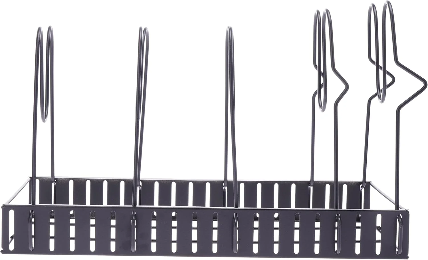 هوم دول ارگانایزر قابلمه و تابه قابل گسترش - نگهدارنده درب قابل تنظیم با 5 محفظه، قفسه نگهداری ظروف آشپزی برای کابینت آشپزخانه (مشکی)