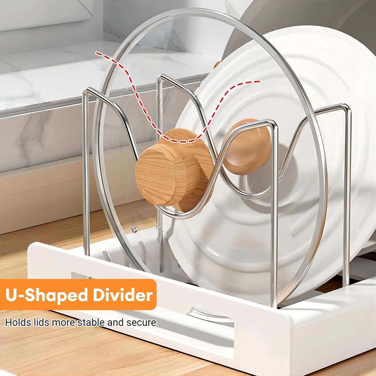 ارگانایزر قابلمه و تابه قابل گسترش HIKKY، قفسه ارگانایزر درب قابلمه برای سازماندهی و نگهداری کابینت آشپزخانه با 7 جداکننده قابل تنظیم و نوار ضد خش ارگانایزر قابلمه و تابه قابل گسترش HIKKY، قفسه ارگانایزر درب قابلمه برای سازماندهی و نگهداری کابینت آشپزخانه با 7 جداکننده قابل تنظیم و نوار ضد خش