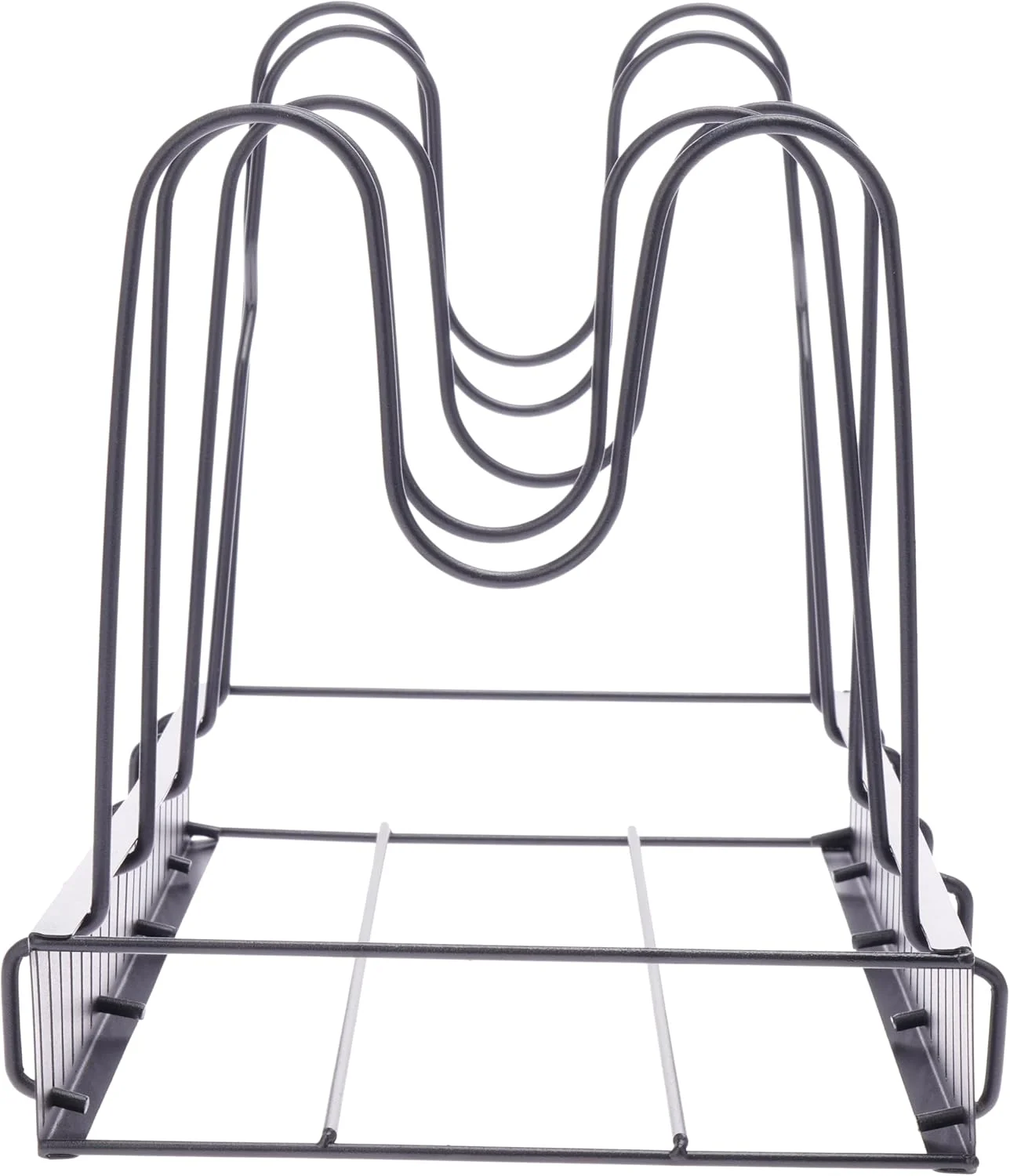 هوم دول ارگانایزر قابلمه و تابه قابل گسترش - نگهدارنده درب قابل تنظیم با 5 محفظه، قفسه نگهداری ظروف آشپزی برای کابینت آشپزخانه (مشکی)