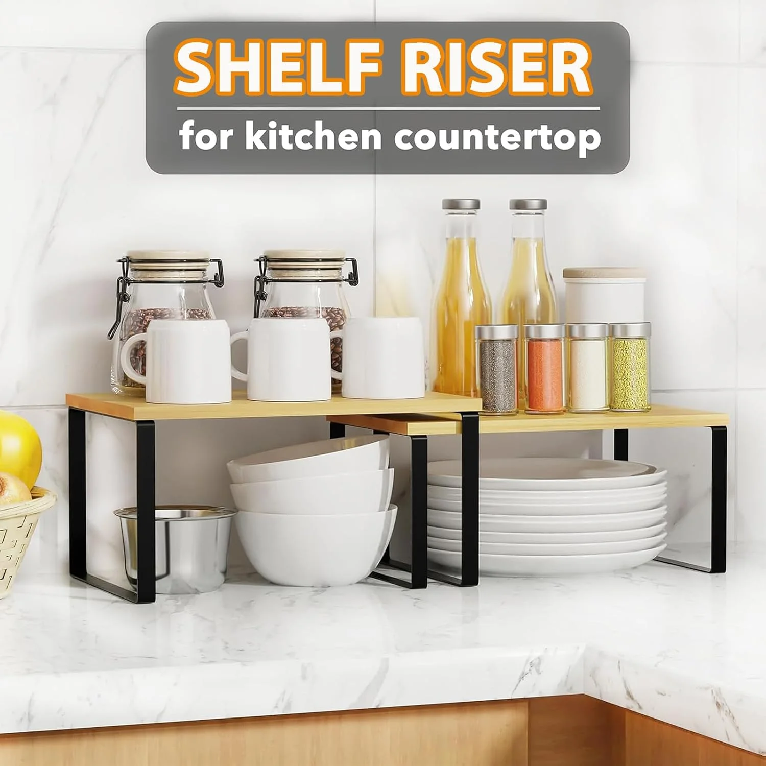 قفسه نظم دهنده کابینت HIKKY، بسته 2 عددی قفسه های پیشخوان آشپزخانه برای بشقاب، فنجان، لیوان، قفسه ادویه جات قابل چیدن برای نگهداری در گوشه بالای میز کابینت انبار قفسه نظم دهنده کابینت HIKKY، بسته 2 عددی قفسه های پیشخوان آشپزخانه برای بشقاب، فنجان، لیوان، قفسه ادویه جات قابل چیدن برای نگهداری در گوشه بالای میز کابینت انبار