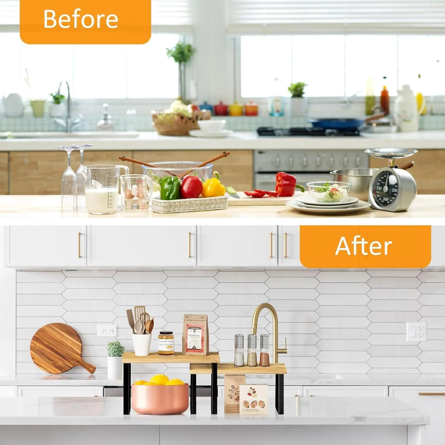 قفسه نظم دهنده کابینت HIKKY، بسته 2 عددی قفسه های پیشخوان آشپزخانه برای بشقاب، فنجان، لیوان، قفسه ادویه جات قابل چیدن برای نگهداری در گوشه بالای میز کابینت انبار قفسه نظم دهنده کابینت HIKKY، بسته 2 عددی قفسه های پیشخوان آشپزخانه برای بشقاب، فنجان، لیوان، قفسه ادویه جات قابل چیدن برای نگهداری در گوشه بالای میز کابینت انبار