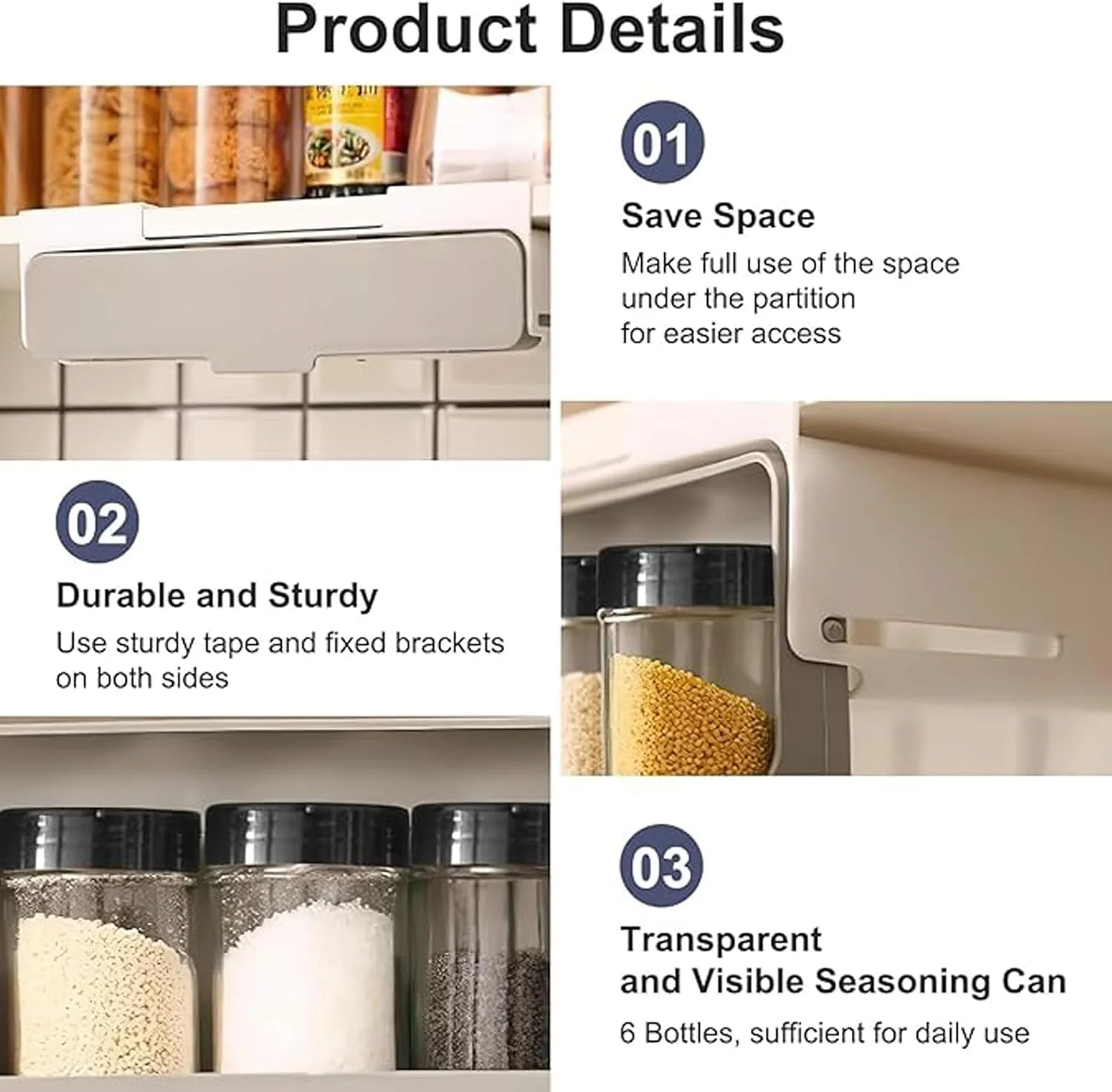 قفسه ادویه HIHIDAY با 6 قوطی ادویه، قفسه سازمان دهنده ادویه کابینت برای آشپزخانه - قفسه سازمان دهنده کشو ادویه بدون نیاز به سوراخ کاری، نصب آسان، بدون نیاز به ابزار (7، خاکستری) قفسه ادویه HIHIDAY با 6 قوطی ادویه، قفسه سازمان دهنده ادویه کابینت برای آشپزخانه - قفسه سازمان دهنده کشو ادویه بدون نیاز به سوراخ کاری، نصب آسان، بدون نیاز به ابزار (7، خاکستری)