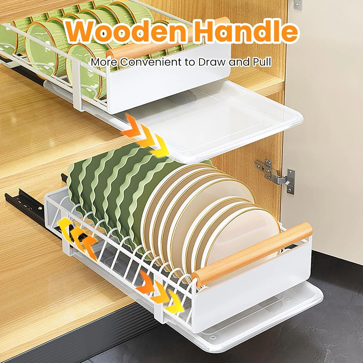 سازمان دهنده کابینت کشویی HIKKY، قفسه کشویی سنگین، آبچکان داخل کابینت، سازمان دهنده و نگهدارنده زیر سینک، قفسه نگهداری ادویه با دستگیره برای آشپزخانه، حمام، خانه