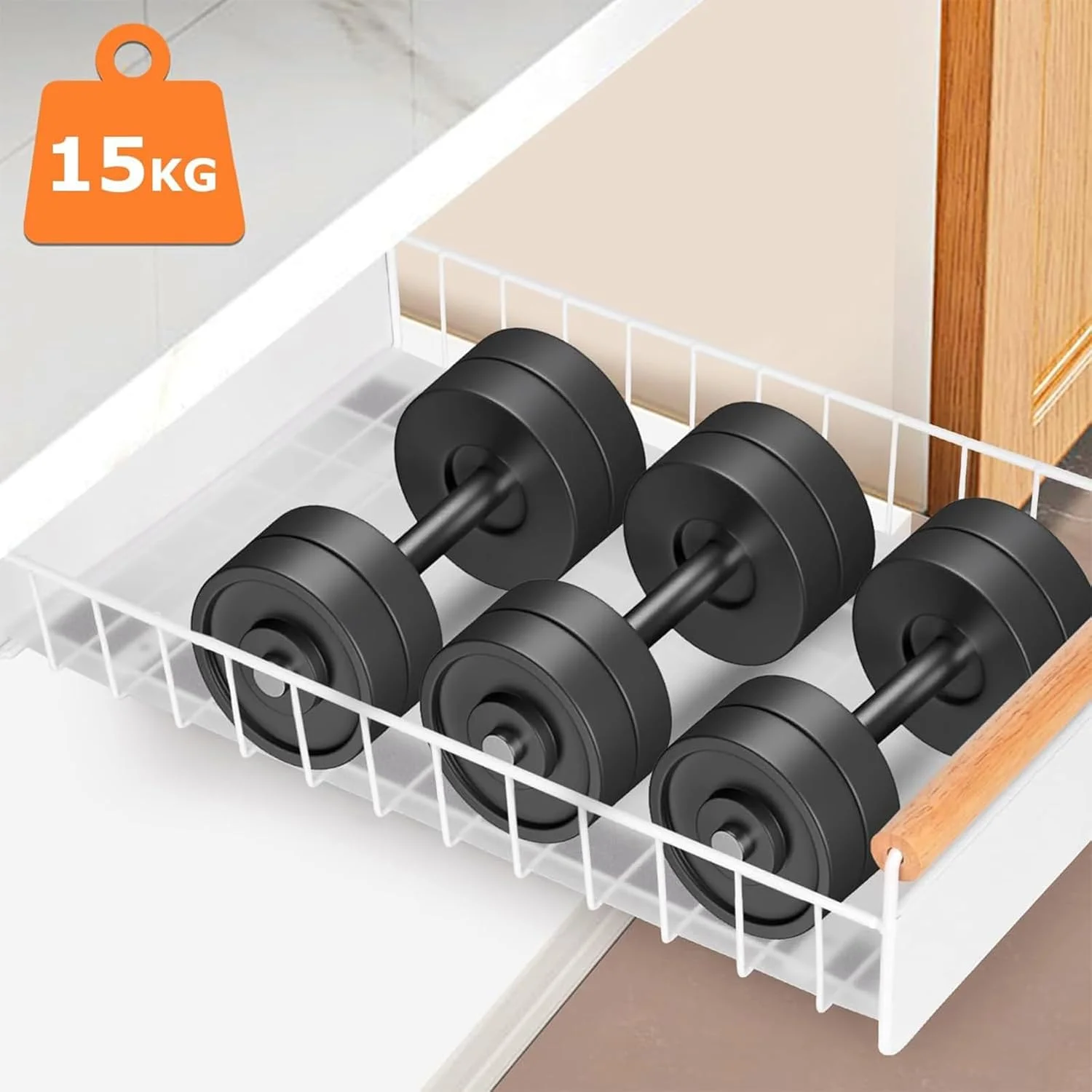 سازمان دهنده کابینت کشویی HIKKY، قفسه کشویی سنگین، آبچکان داخل کابینت، سازمان دهنده و نگهدارنده زیر سینک، قفسه نگهداری ادویه با دستگیره برای آشپزخانه، حمام، خانه