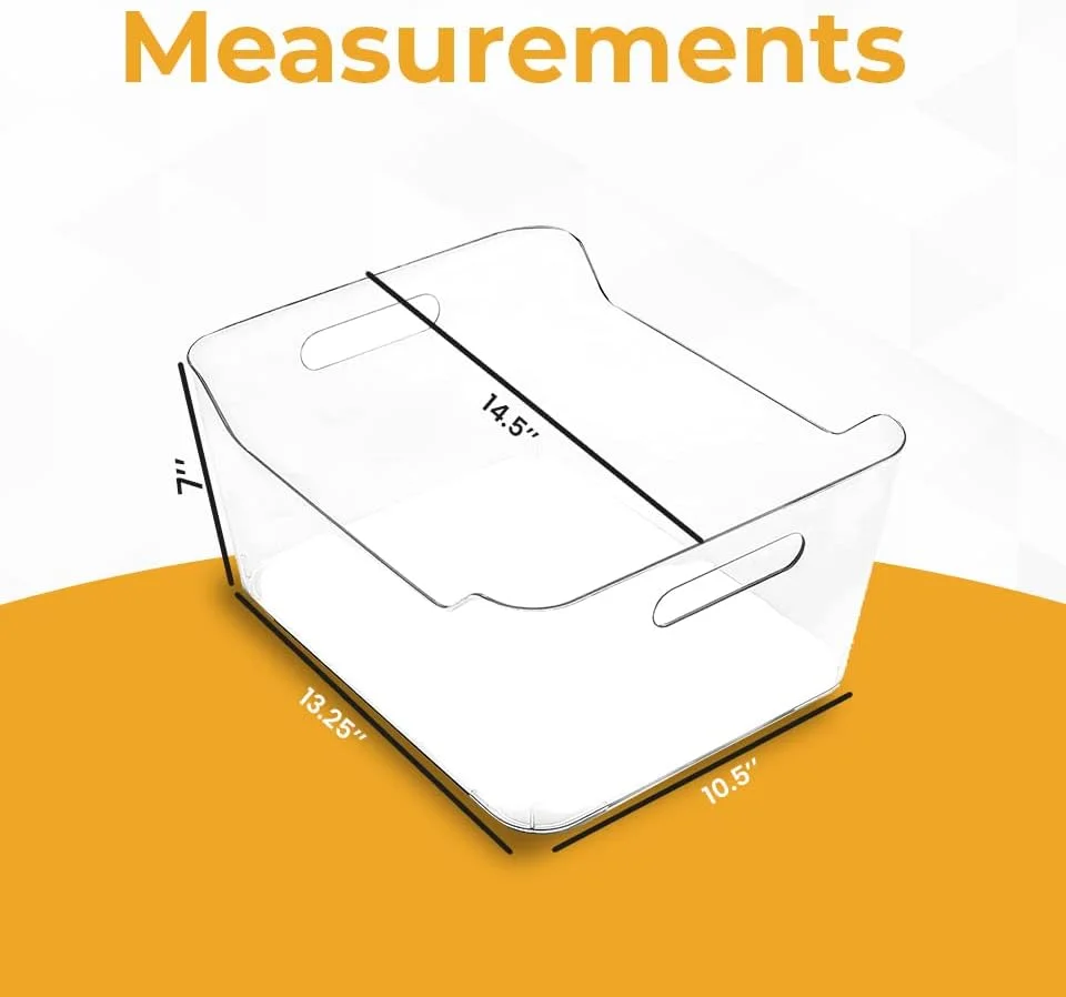 ظروف سازمان دهنده یخچال Genr، 4 عدد (بزرگ) - ظروف شفاف نگهداری مواد غذایی با دستگیره - ظروف شفاف برای نگهداری میوه و سبزیجات، فریزر، سازمان دهنده کابینت آشپزخانه