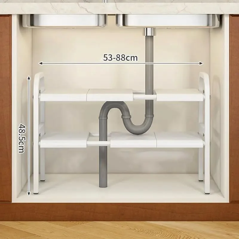 GStorm - نظم دهنده چند منظوره 2 طبقه زیر سینک ظرفشویی، نظم دهنده 2 طبقه با مشخصات چندگانه و قابلیت گسترش، مناسب برای نگهداری در کابینت آشپزخانه و حمام (مشکی) GStorm - نظم دهنده چند منظوره 2 طبقه زیر سینک ظرفشویی، نظم دهنده 2 طبقه با مشخصات چندگانه و قابلیت گسترش، مناسب برای نگهداری در کابینت آشپزخانه و حمام (مشکی)