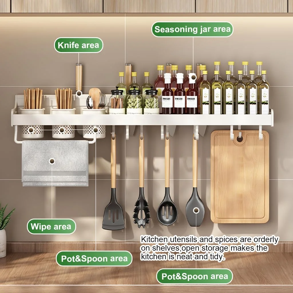 قفسه آشپزخانه دیواری HASTHIP® با قلاب آویز، سازمان دهنده چند منظوره لوازم و چاشنی، جا ادویه پلاستیکی و محل نگهداری چاپستیک، نگهدارنده حوله ظرف و کفگیر، صرفه جویی در فضا قفسه آشپزخانه دیواری HASTHIP® با قلاب آویز، سازمان دهنده چند منظوره لوازم و چاشنی، جا ادویه پلاستیکی و محل نگهداری چاپستیک، نگهدارنده حوله ظرف و کفگیر، صرفه جویی در فضا