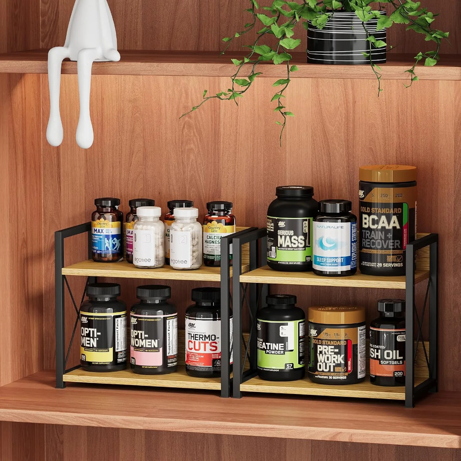 ارگانایزر قفسه رومیزی Giikin، ارگانایزر قفسه ادویه آشپزخانه 2 طبقه برای روی میز، قفسه چوبی قهوه برای خانه (بامبو)، بامبو و مشکی، 30x15x26 سانتی متر ارگانایزر قفسه رومیزی Giikin، ارگانایزر قفسه ادویه آشپزخانه 2 طبقه برای روی میز، قفسه چوبی قهوه برای خانه (بامبو)، بامبو و مشکی، 30x15x26 سانتی متر