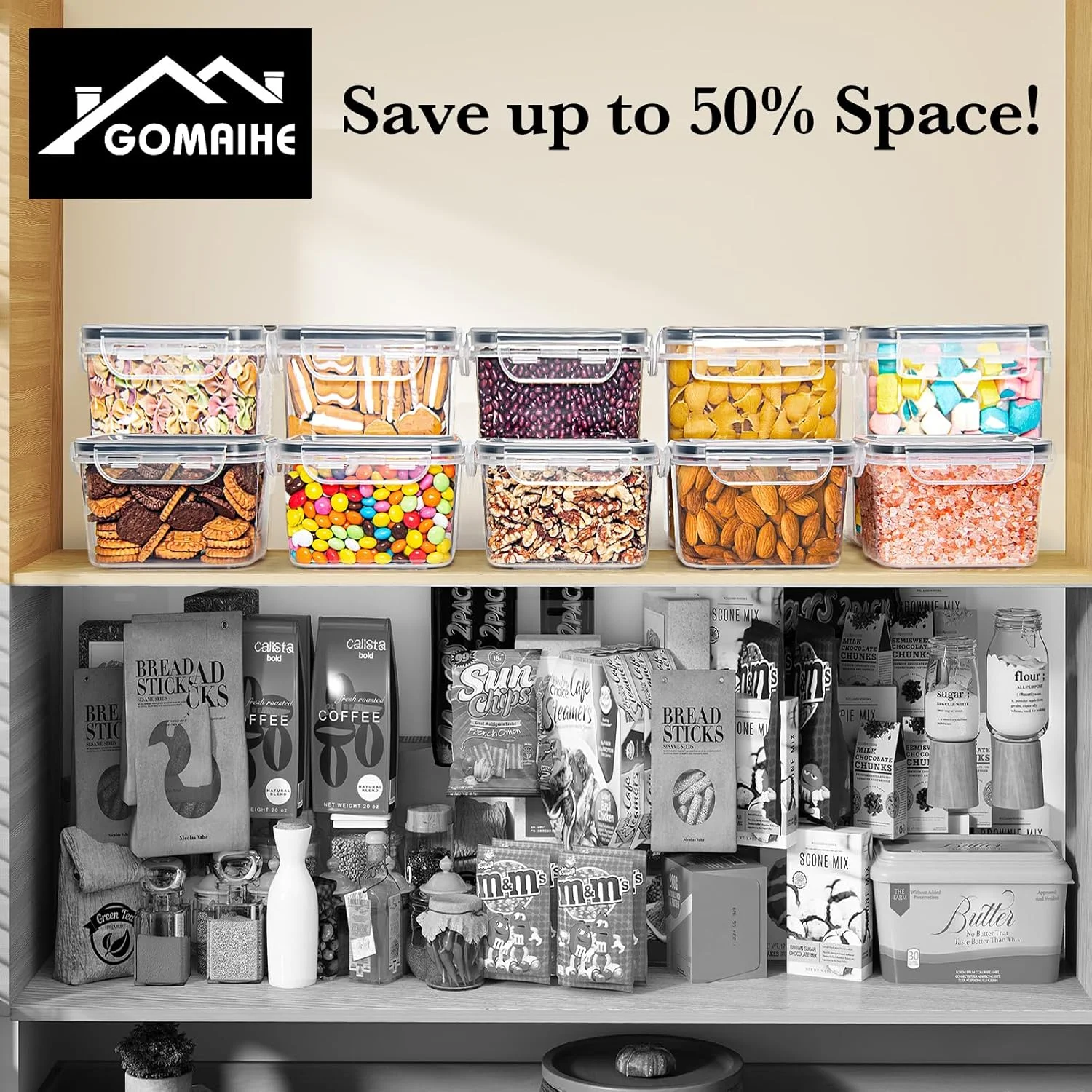 ظروف نگهداری مواد غذایی درب دار GoMaihe: ظروف پلاستیکی 0.8 لیتری 12 عددی | سازمان دهنده و نگهداری آشپزخانه و انبار برای غلات، آرد، شکر، تنقلات | شامل قاشق، برچسب، ماژیک ظروف نگهداری مواد غذایی درب دار GoMaihe: ظروف پلاستیکی 0.8 لیتری 12 عددی | سازمان دهنده و نگهداری آشپزخانه و انبار برای غلات، آرد، شکر، تنقلات | شامل قاشق، برچسب، ماژیک