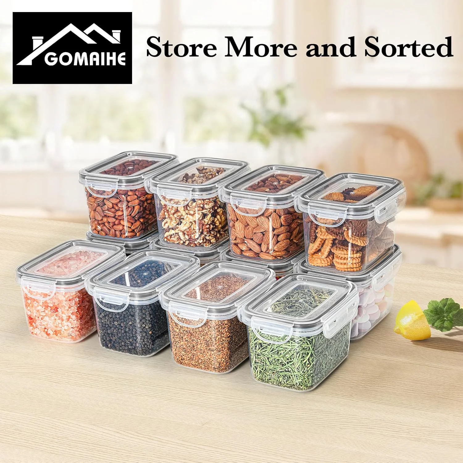 ظروف نگهداری مواد غذایی درب دار GoMaihe: ظروف پلاستیکی 0.8 لیتری 12 عددی | سازمان دهنده و نگهداری آشپزخانه و انبار برای غلات، آرد، شکر، تنقلات | شامل قاشق، برچسب، ماژیک ظروف نگهداری مواد غذایی درب دار GoMaihe: ظروف پلاستیکی 0.8 لیتری 12 عددی | سازمان دهنده و نگهداری آشپزخانه و انبار برای غلات، آرد، شکر، تنقلات | شامل قاشق، برچسب، ماژیک