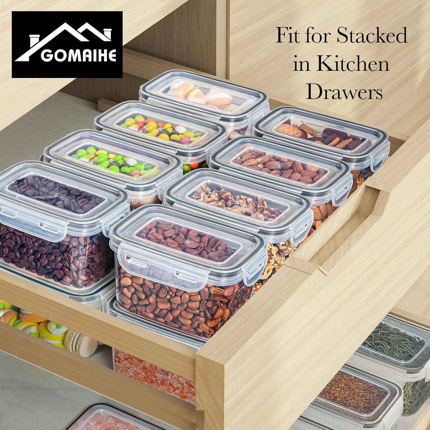 ظروف نگهداری مواد غذایی درب دار GoMaihe: ظروف پلاستیکی 0.8 لیتری 12 عددی | سازمان دهنده و نگهداری آشپزخانه و انبار برای غلات، آرد، شکر، تنقلات | شامل قاشق، برچسب، ماژیک ظروف نگهداری مواد غذایی درب دار GoMaihe: ظروف پلاستیکی 0.8 لیتری 12 عددی | سازمان دهنده و نگهداری آشپزخانه و انبار برای غلات، آرد، شکر، تنقلات | شامل قاشق، برچسب، ماژیک