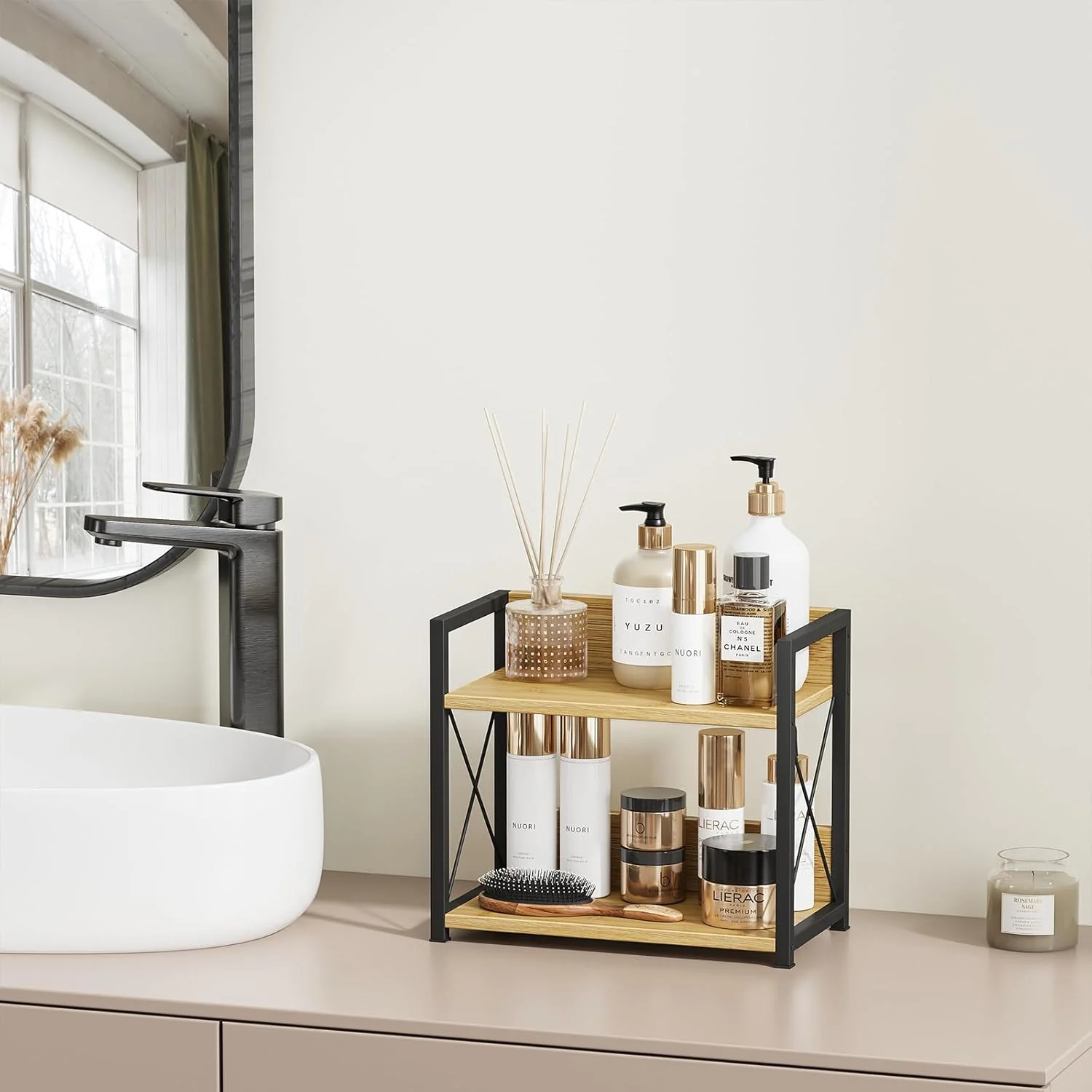 ارگانایزر قفسه رومیزی Giikin، ارگانایزر قفسه ادویه آشپزخانه 2 طبقه برای روی میز، قفسه چوبی قهوه برای خانه (بامبو)، بامبو و مشکی، 30x15x26 سانتی متر ارگانایزر قفسه رومیزی Giikin، ارگانایزر قفسه ادویه آشپزخانه 2 طبقه برای روی میز، قفسه چوبی قهوه برای خانه (بامبو)، بامبو و مشکی، 30x15x26 سانتی متر