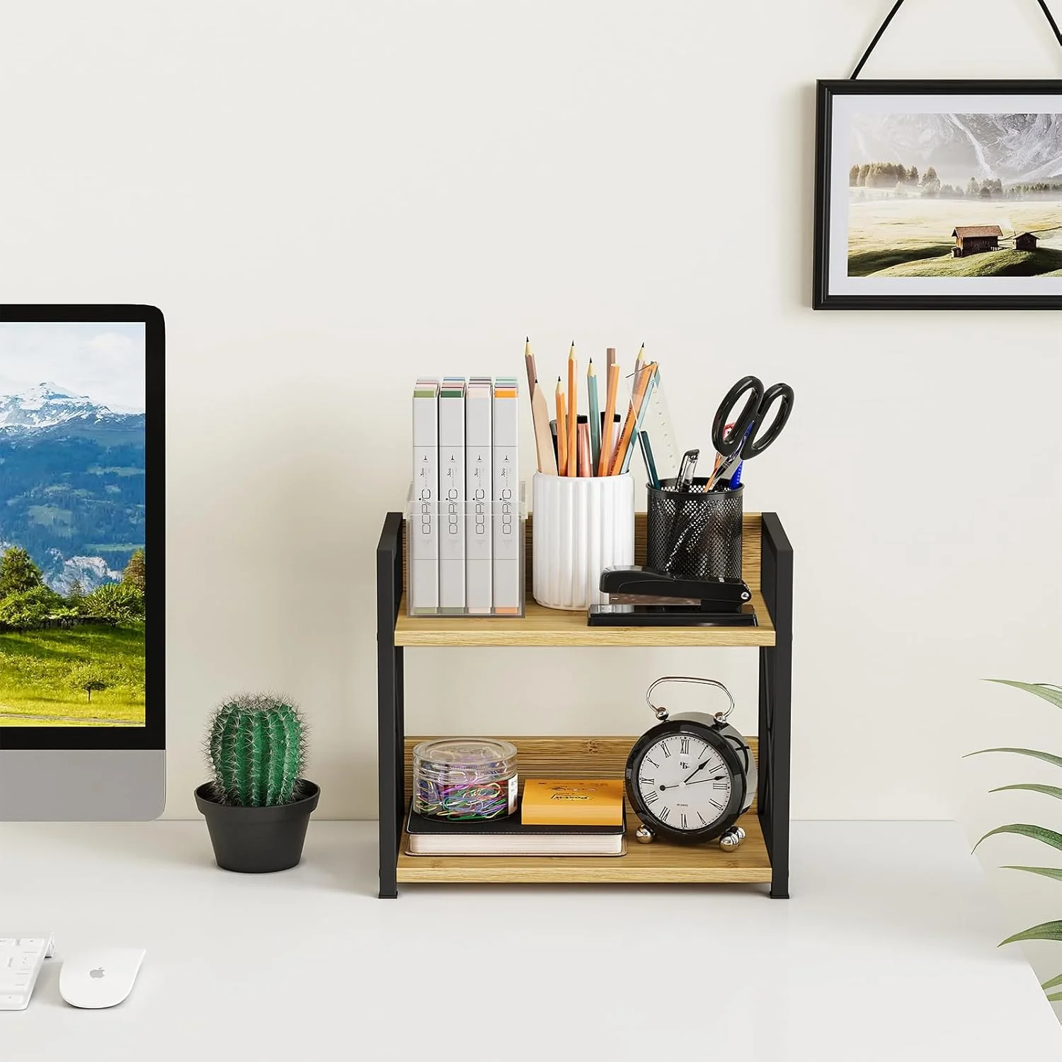 ارگانایزر قفسه رومیزی Giikin، ارگانایزر قفسه ادویه آشپزخانه 2 طبقه برای روی میز، قفسه چوبی قهوه برای خانه (بامبو)، بامبو و مشکی، 30x15x26 سانتی متر ارگانایزر قفسه رومیزی Giikin، ارگانایزر قفسه ادویه آشپزخانه 2 طبقه برای روی میز، قفسه چوبی قهوه برای خانه (بامبو)، بامبو و مشکی، 30x15x26 سانتی متر