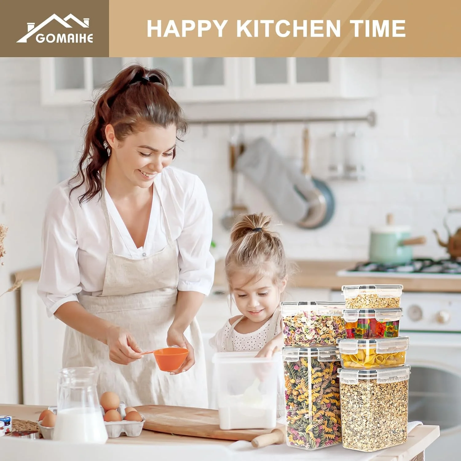 ظروف نگهداری مواد غذایی درب دار GoMaihe: 32 عدد ظروف پلاستیکی | سازمان دهنده و نگهداری آشپزخانه و انبار برای غلات، آرد، شکر، تنقلات | شامل برچسب و ماژیک ظروف نگهداری مواد غذایی درب دار GoMaihe: 32 عدد ظروف پلاستیکی | سازمان دهنده و نگهداری آشپزخانه و انبار برای غلات، آرد، شکر، تنقلات | شامل برچسب و ماژیک