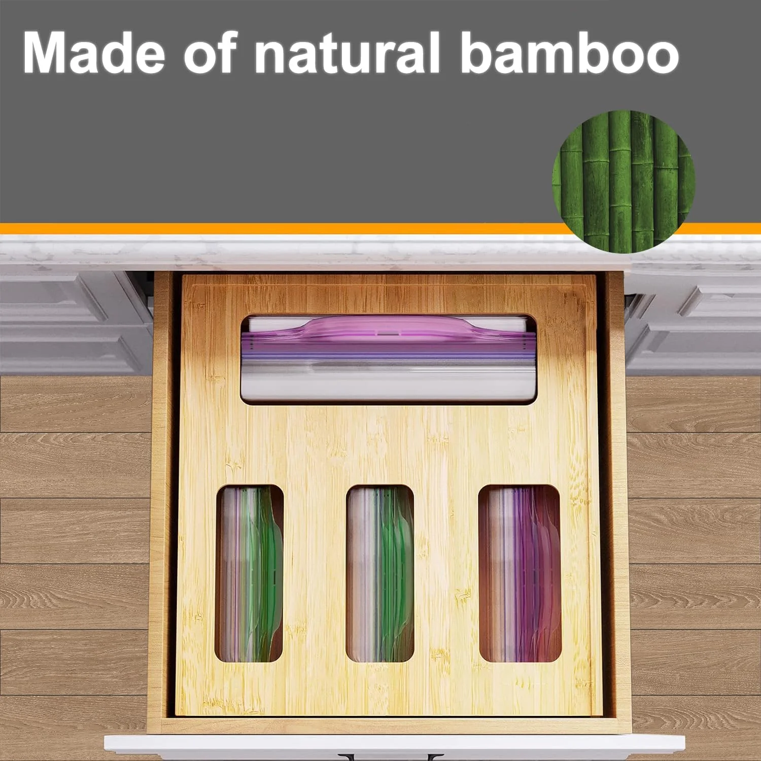 ارگانایزر کیسه های فریزر Funito برای کشوی آشپزخانه، ارگانایزر بامبو، سازگار با انواع سایز کیسه های زیپ کیپ بزرگ، متوسط، ساندویچ و اسنک (1 جعبه 4 اسلات) ارگانایزر کیسه های فریزر Funito برای کشوی آشپزخانه، ارگانایزر بامبو، سازگار با انواع سایز کیسه های زیپ کیپ بزرگ، متوسط، ساندویچ و اسنک (1 جعبه 4 اسلات)