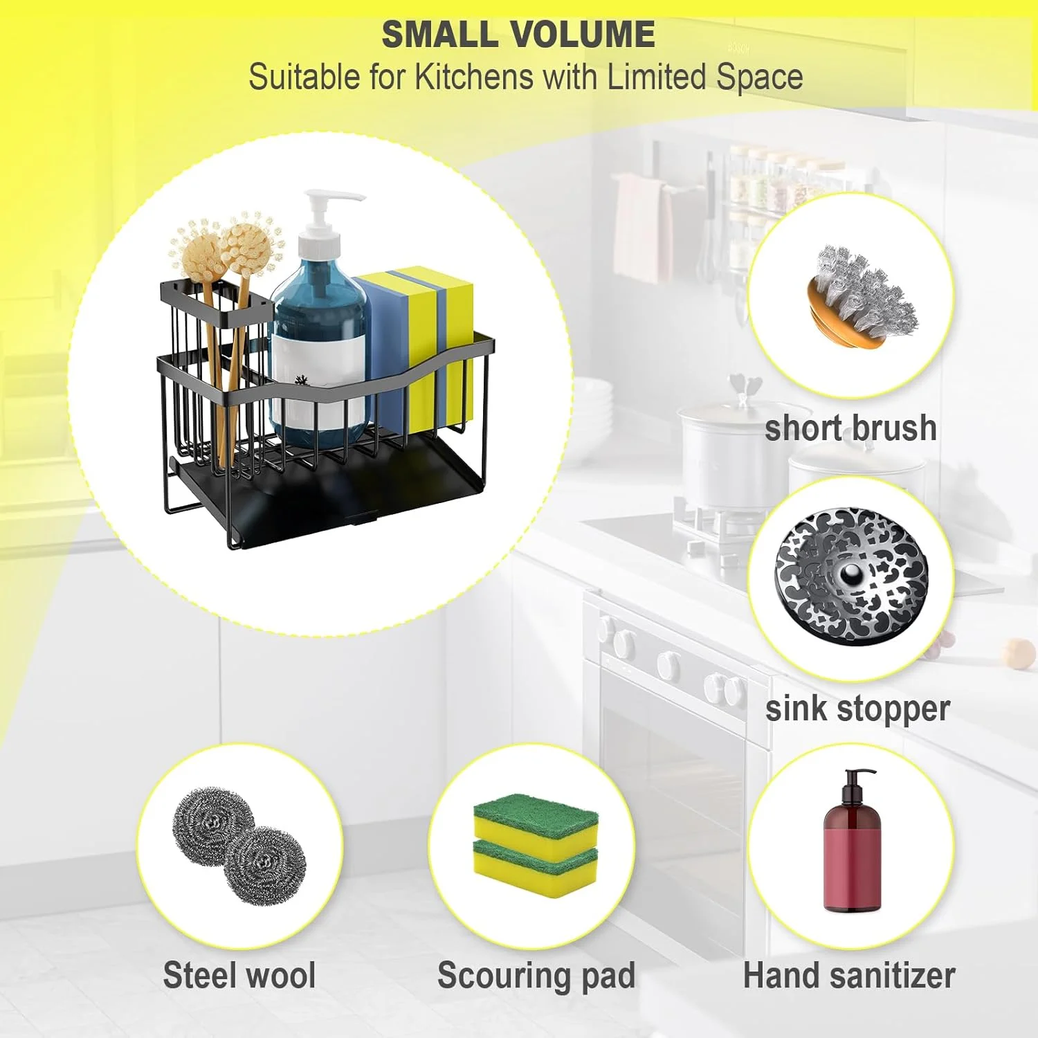 جا اسکاچی سینک ظرفشویی Fssvcd Maifan با جای برس و سینی تخلیه خودکار استیل ضد زنگ، سازمان دهنده سینک ظرفشویی ضد زنگ برای اسکاچ، لوازم جانبی نگهداری مایع ظرفشویی جا اسکاچی سینک ظرفشویی Fssvcd Maifan با جای برس و سینی تخلیه خودکار استیل ضد زنگ، سازمان دهنده سینک ظرفشویی ضد زنگ برای اسکاچ، لوازم جانبی نگهداری مایع ظرفشویی