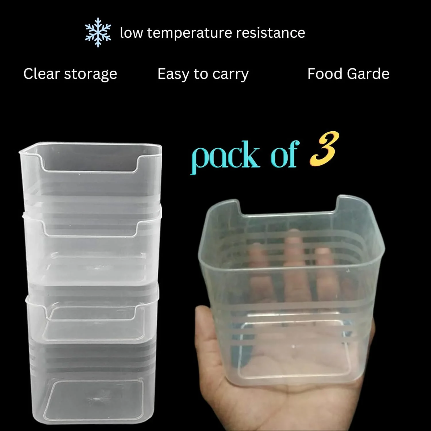 مجموعه 3 عددی ظروف پلاستیکی متوسط یخچال و فریزر Gardezi برای نگهداری مواد غذایی، نگهدارنده نوشیدنی و سازمان دهنده انبار - ضروری برای فضای درب یخچال و کابینت آشپزخانه (ظرف شفاف یخچال)