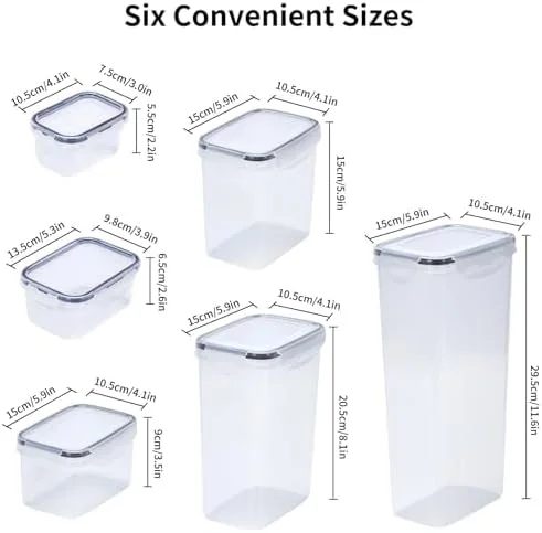 ست 12 عددی ظروف نگهداری مواد غذایی درب دار، ظروف پلاستیکی شفاف برای سازماندهی و نگهداری مواد غذایی در آشپزخانه، مناسب برای نگهداری غلات، آرد، شکر، پاستا و مواد غذایی خشک به همراه برچسب و قاشق های اندازه گیری ست 12 عددی ظروف نگهداری مواد غذایی درب دار، ظروف پلاستیکی شفاف برای سازماندهی و نگهداری مواد غذایی در آشپزخانه، مناسب برای نگهداری غلات، آرد، شکر، پاستا و مواد غذایی خشک به همراه برچسب و قاشق های اندازه گیری