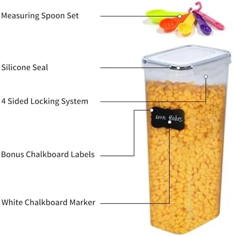 ست 12 عددی ظروف نگهداری مواد غذایی درب دار، ظروف پلاستیکی شفاف برای سازماندهی و نگهداری مواد غذایی در آشپزخانه، مناسب برای نگهداری غلات، آرد، شکر، پاستا و مواد غذایی خشک به همراه برچسب و قاشق های اندازه گیری ست 12 عددی ظروف نگهداری مواد غذایی درب دار، ظروف پلاستیکی شفاف برای سازماندهی و نگهداری مواد غذایی در آشپزخانه، مناسب برای نگهداری غلات، آرد، شکر، پاستا و مواد غذایی خشک به همراه برچسب و قاشق های اندازه گیری