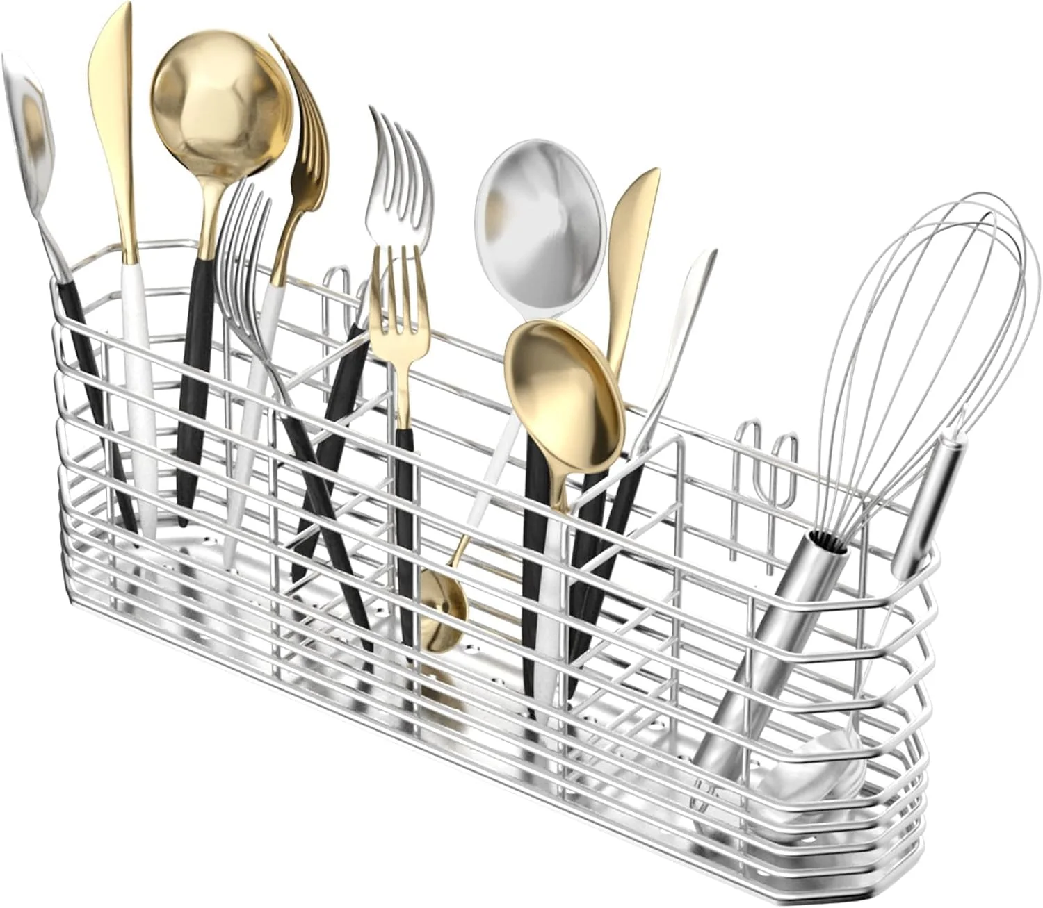 نگهدارنده لوازم آشپزخانه Fohome، لوازم جانبی قفسه خشک کن ظروف استیل ضد زنگ، سازمان دهنده لوازم آشپزخانه با 3 قسمت تقسیم شده برای آبچکان ظروف، سبد تخلیه چاقو و چنگال ضد زنگ برای روی میز آشپزخانه نگهدارنده لوازم آشپزخانه Fohome، لوازم جانبی قفسه خشک کن ظروف استیل ضد زنگ، سازمان دهنده لوازم آشپزخانه با 3 قسمت تقسیم شده برای آبچکان ظروف، سبد تخلیه چاقو و چنگال ضد زنگ برای روی میز آشپزخانه