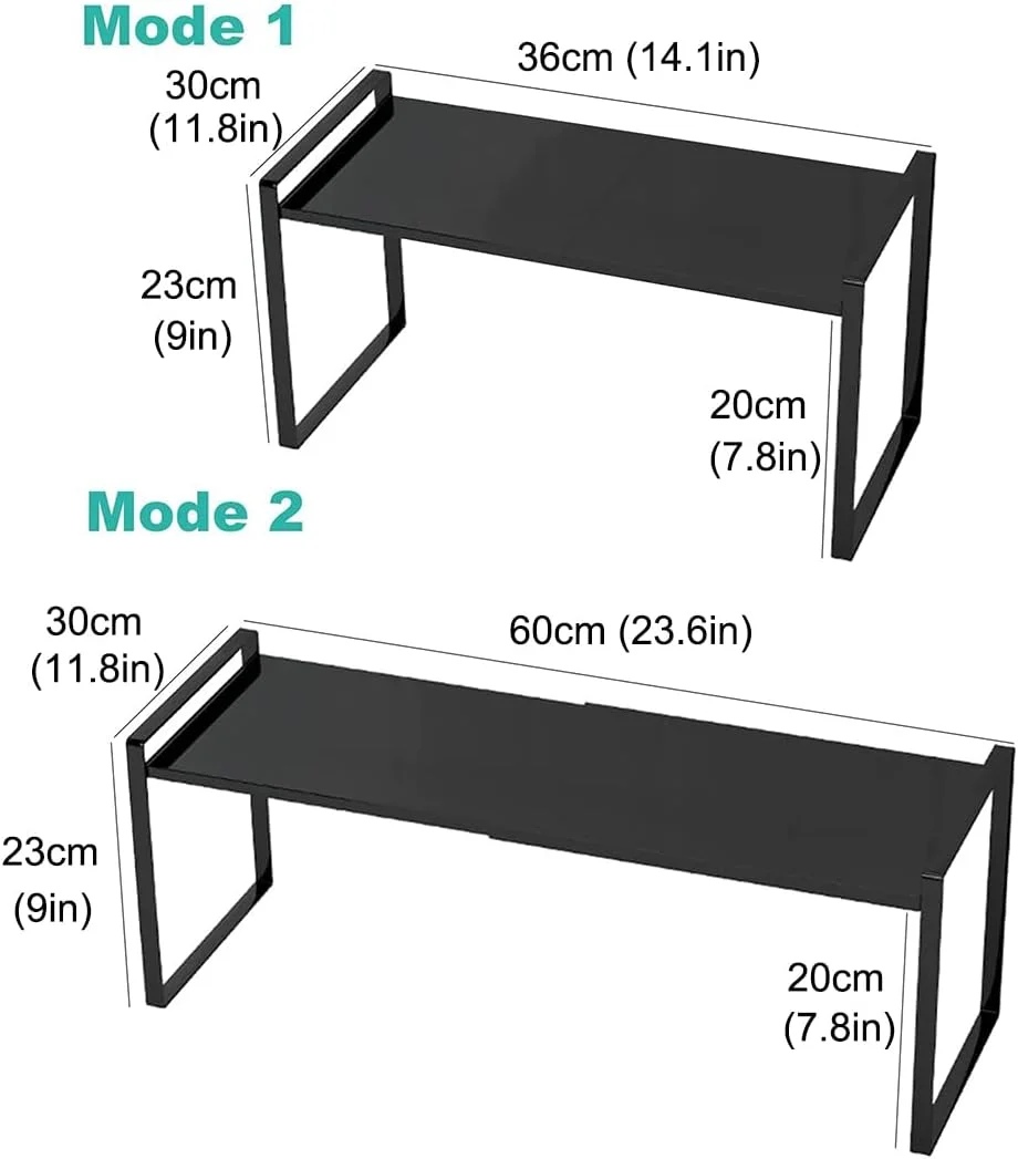 قفسه ارگانایزر رومیزی قابل گسترش Forthcan، قفسه آشپزخانه چند منظوره متحرک، قفسه ادویه، قفسه کابینت، قفسه انبار زیر سینک (9 اینچ X 11.8 اینچ، مشکی)
