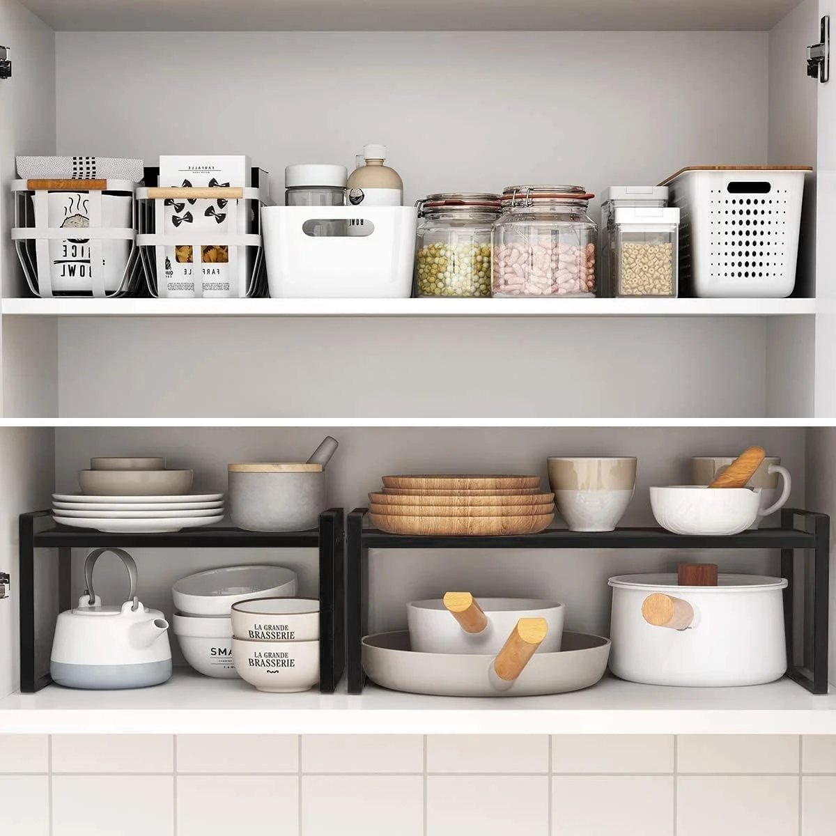 قفسه ارگانایزر رومیزی قابل گسترش Forthcan، قفسه آشپزخانه چند منظوره متحرک، قفسه ادویه، قفسه کابینت، قفسه انبار زیر سینک (9 اینچ X 11.8 اینچ، مشکی)