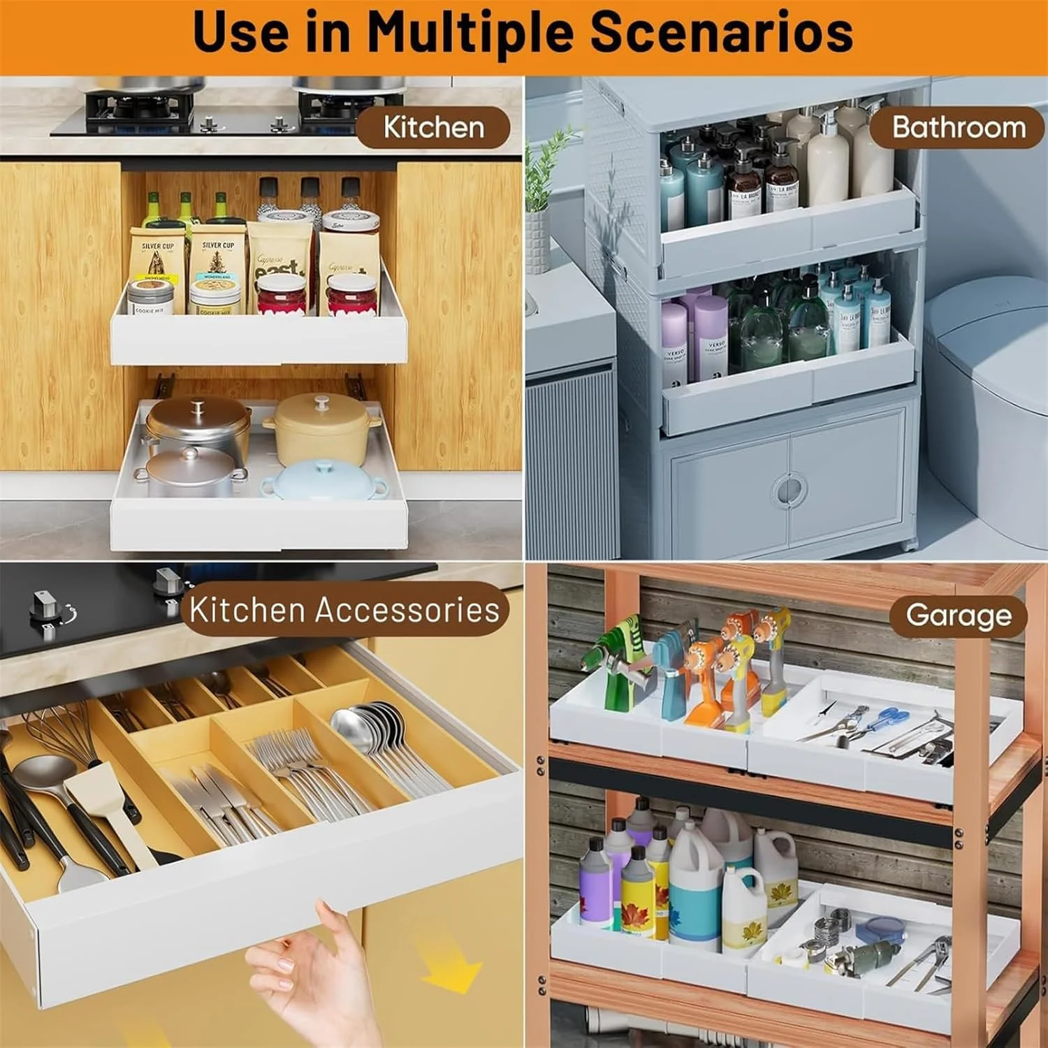 ارگانایزر کابینت کشویی قابل گسترش Fohome، کشوهای کشویی سفید رنگ، ارگانایزر کابینت کشویی برای آشپزخانه، اتاق نشیمن، خانه، عرض قابل تنظیم 32 سانتی متر تا 52 سانتی متر، سفید ارگانایزر کابینت کشویی قابل گسترش Fohome، کشوهای کشویی سفید رنگ، ارگانایزر کابینت کشویی برای آشپزخانه، اتاق نشیمن، خانه، عرض قابل تنظیم 32 سانتی متر تا 52 سانتی متر، سفید