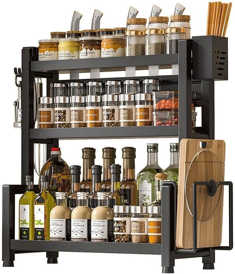 جا ادویه ای ایستاده فوهوم برای روی کابینت، سازمان دهنده 3 طبقه ادویه جات آشپزخانه، قفسه چاشنی با قلاب و محل نگهداری کارد و چنگال، سازمان دهنده چند منظوره روی کابینت آشپزخانه برای نگهداری ادویه، کاتر جا ادویه ای ایستاده فوهوم برای روی کابینت، سازمان دهنده 3 طبقه ادویه جات آشپزخانه، قفسه چاشنی با قلاب و محل نگهداری کارد و چنگال، سازمان دهنده چند منظوره روی کابینت آشپزخانه برای نگهداری ادویه، کاتر