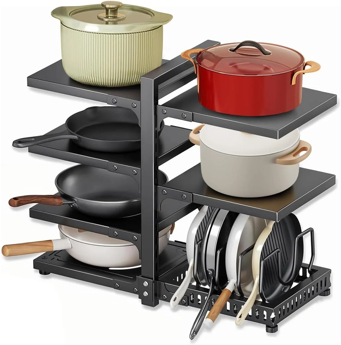 ارگانایزر قابلمه و تابه سنگین Exrp برای زیر کابینت، قفسه 7 طبقه قابل تنظیم برای سازماندهی و نگهداری قابلمه و تابه در کابینت آشپزخانه ارگانایزر قابلمه و تابه سنگین Exrp برای زیر کابینت، قفسه 7 طبقه قابل تنظیم برای سازماندهی و نگهداری قابلمه و تابه در کابینت آشپزخانه