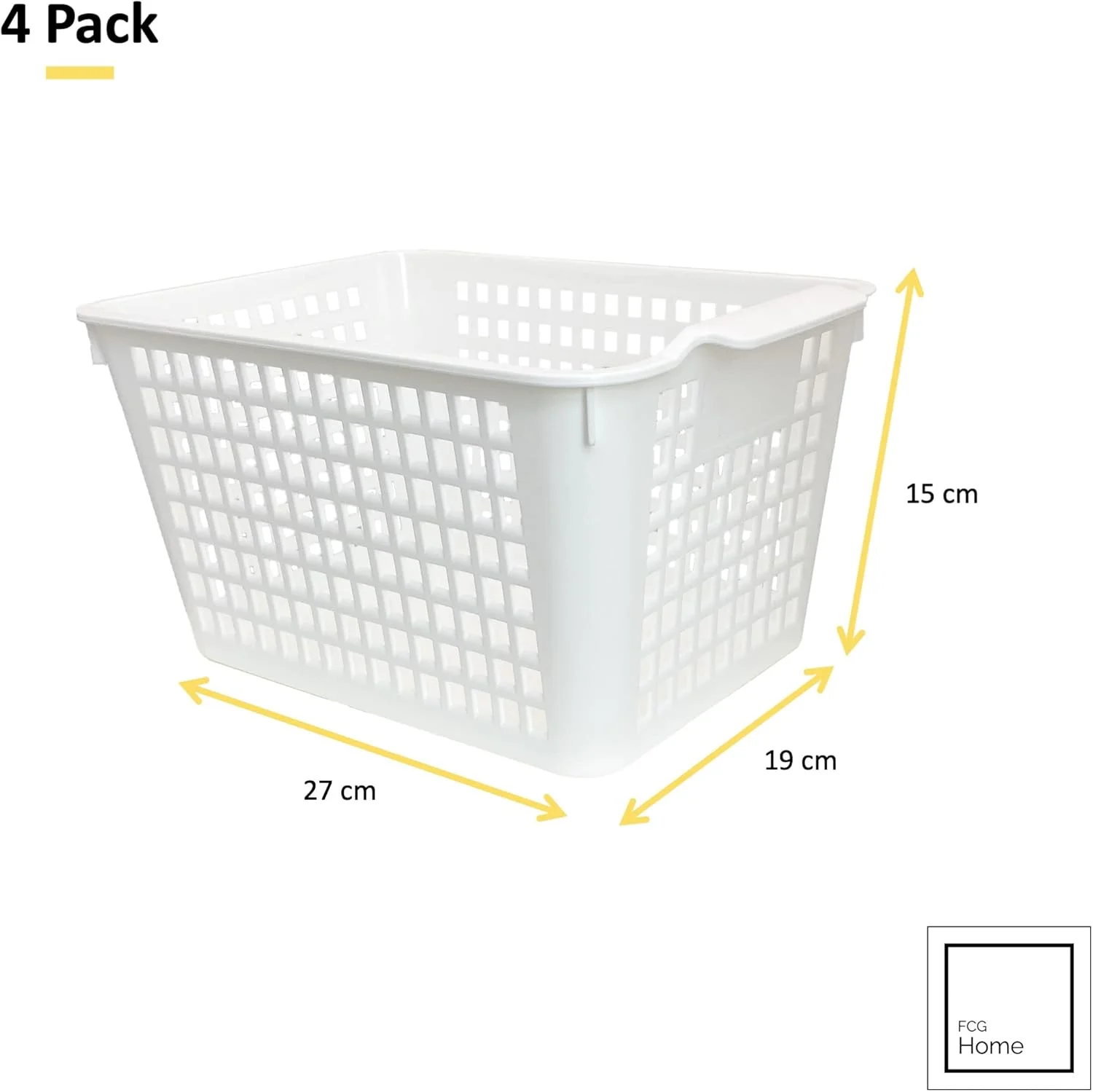 FCG Home - بسته 4 عددی - سبد سینی سفید، جعبه نظم دهنده کابینت و قفسه آشپزخانه (متوسط)