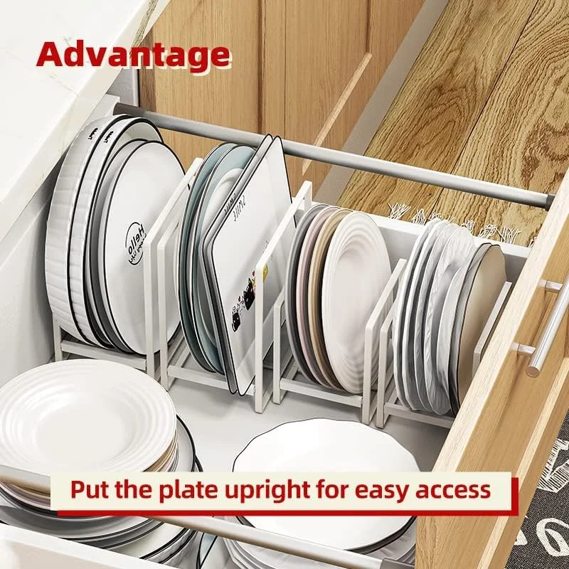 EZYLIFE ست 2 عددی آبچکان ظرف آشپزخانه، نگهدارنده بشقاب، جا ظرفی، پایه خشک کن برای سازماندهی قفسه کابینت و نگهداری روی میز برای استفاده از بشقاب، تابه، درب قابلمه، تخته برش - سفید کوچک (W+N)