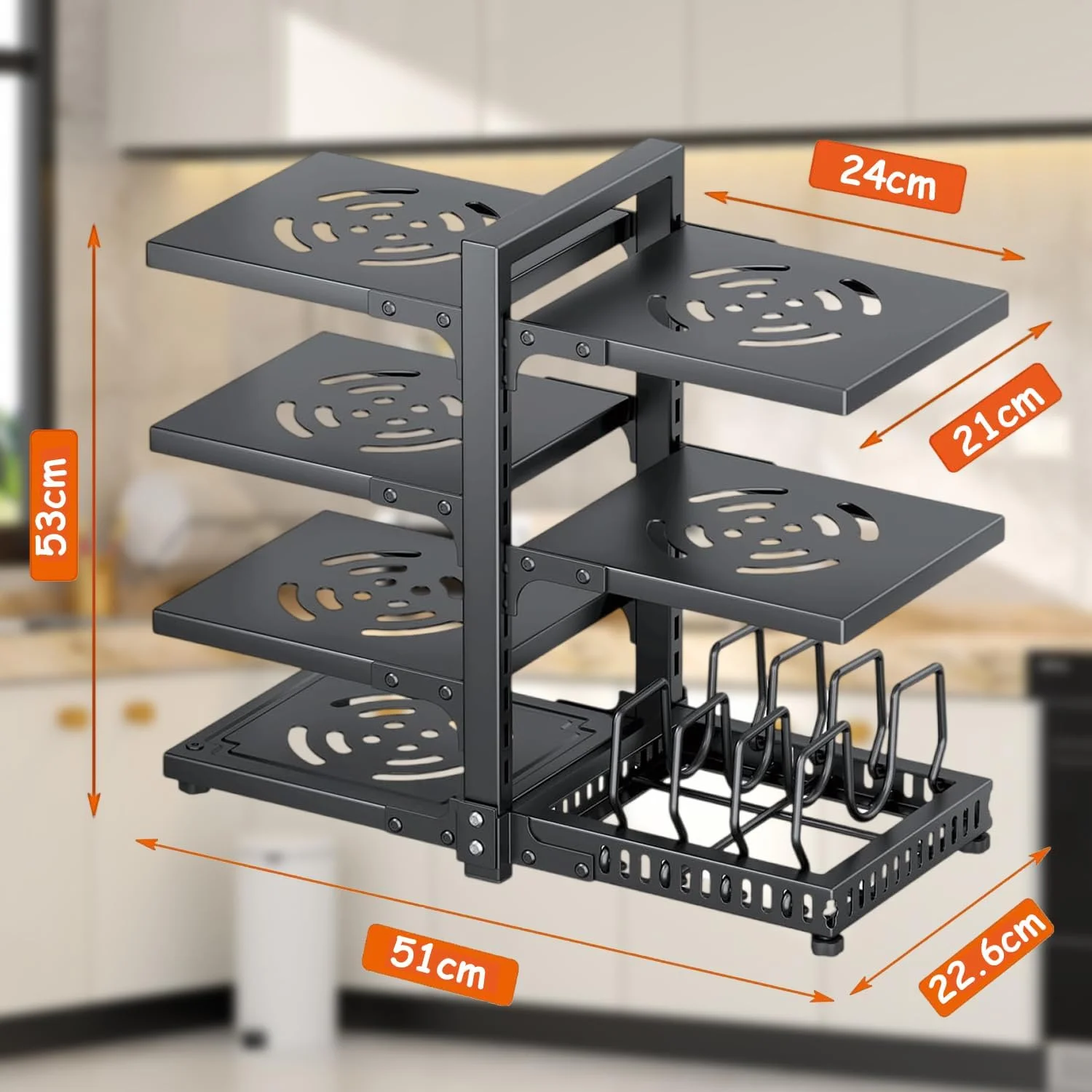 ارگانایزر قابلمه و تابه سنگین Exrp برای زیر کابینت، قفسه 7 طبقه قابل تنظیم برای سازماندهی و نگهداری قابلمه و تابه در کابینت آشپزخانه ارگانایزر قابلمه و تابه سنگین Exrp برای زیر کابینت، قفسه 7 طبقه قابل تنظیم برای سازماندهی و نگهداری قابلمه و تابه در کابینت آشپزخانه