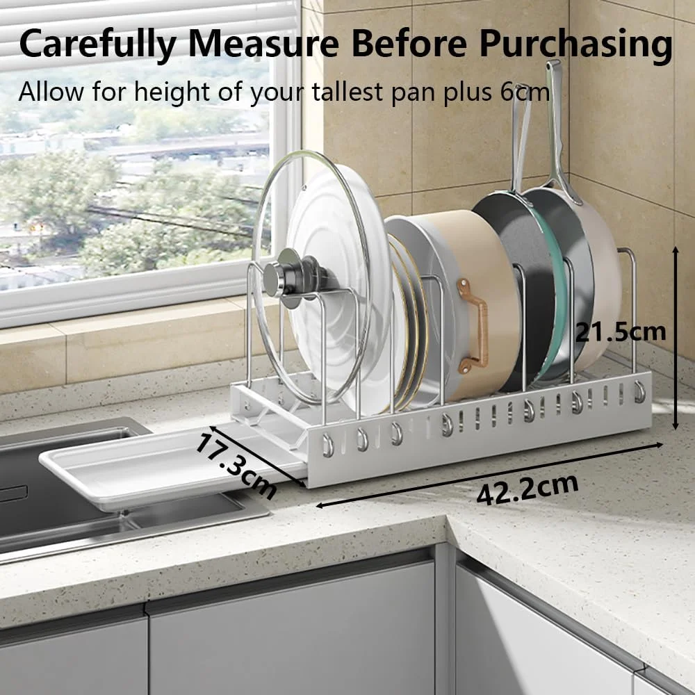 ارگانایزر قابلمه و تابه Exrp برای زیر کابینت، ارگانایزر تابه کشویی داخل کابینت برای سازماندهی و نگهداری کابینت آشپزخانه با جداکننده های قابل تنظیم و جداکننده دسته دار ارگانایزر قابلمه و تابه Exrp برای زیر کابینت، ارگانایزر تابه کشویی داخل کابینت برای سازماندهی و نگهداری کابینت آشپزخانه با جداکننده های قابل تنظیم و جداکننده دسته دار