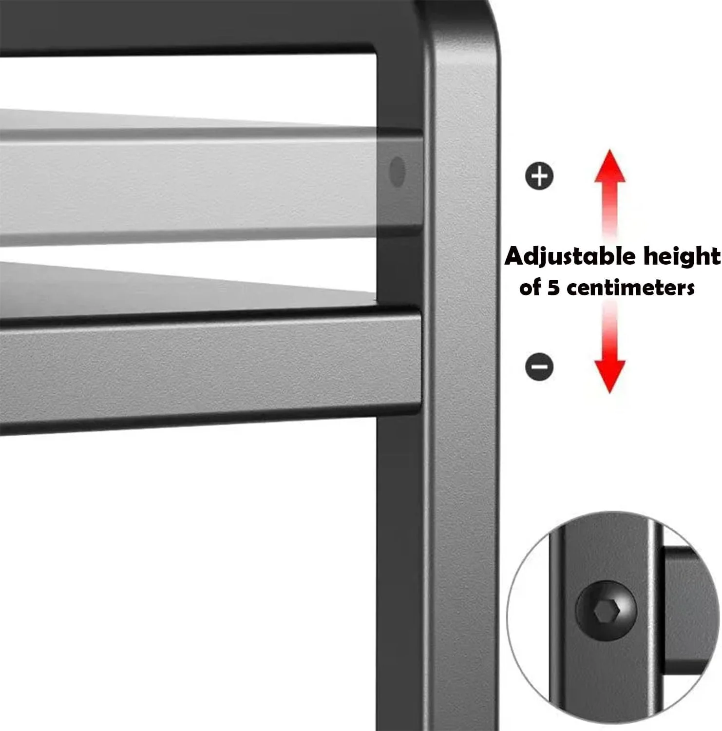 قفسه مایکروویو قابل گسترش، قفسه قابل تنظیم برای پیشخوان آشپزخانه، پایه مایکروویو 2 طبقه با پایه تخته برش و 6 قلاب برای سازماندهی رویه کابینت آشپزخانه (مشکی)
