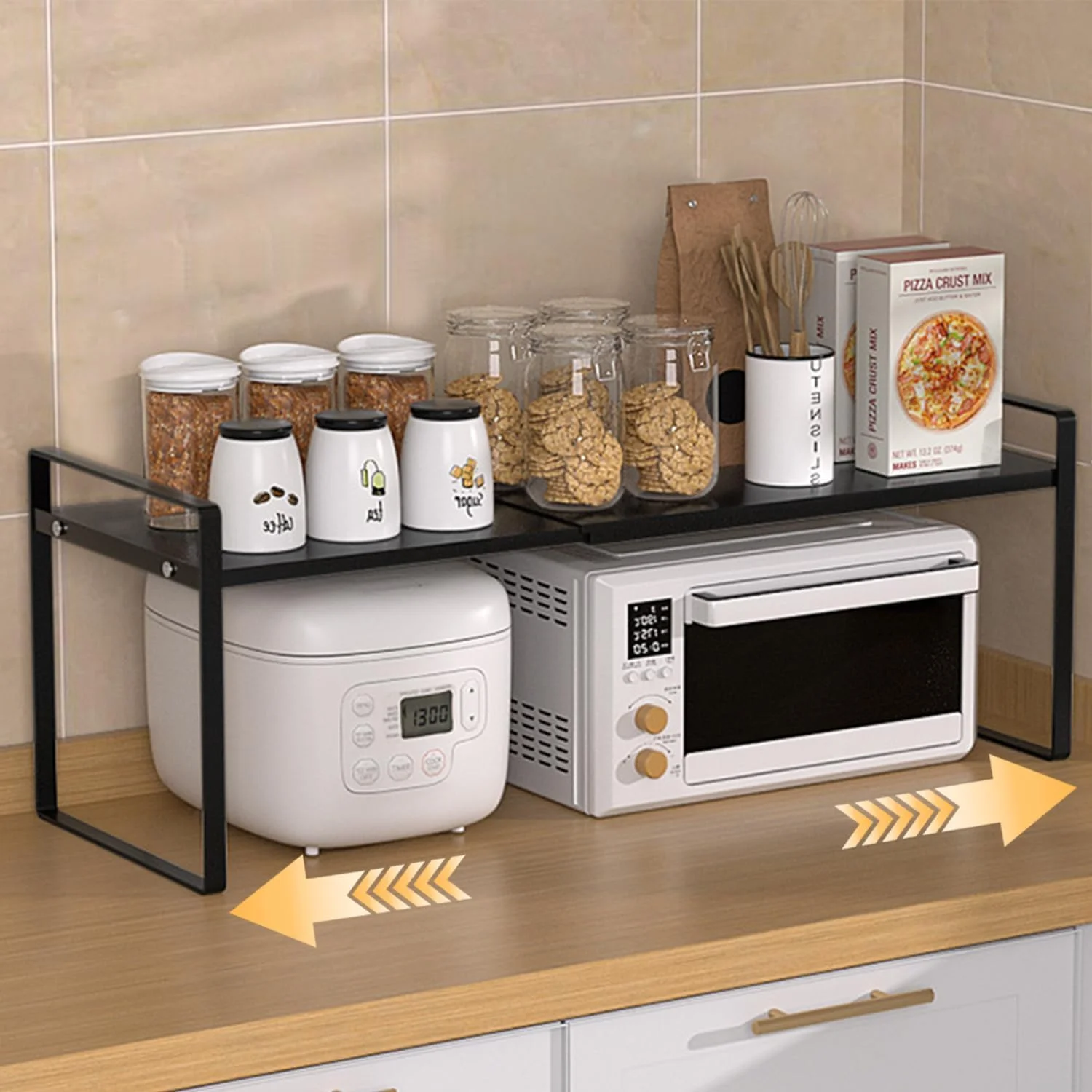 قفسه ارگانایزر کابینت قابل گسترش، ارگانایزر قفسه، طول قابل افزایش از 35 تا 65 سانتی متر، قفسه ادویه قابل گسترش، قفسه قابل تنظیم ارتفاع برای کابینت آشپزخانه (مشکی) قفسه ارگانایزر کابینت قابل گسترش، ارگانایزر قفسه، طول قابل افزایش از 35 تا 65 سانتی متر، قفسه ادویه قابل گسترش، قفسه قابل تنظیم ارتفاع برای کابینت آشپزخانه (مشکی)