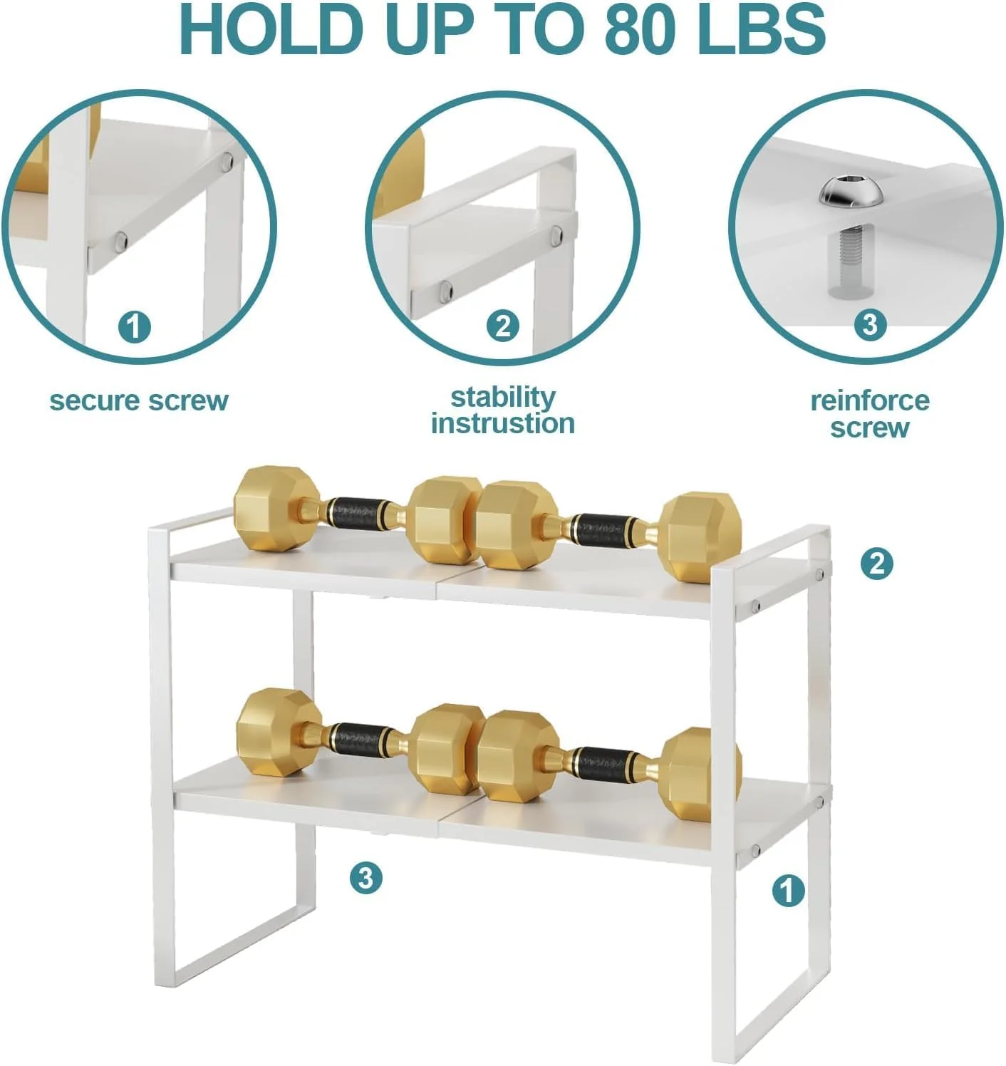 قفسه ارگانایزر رومیزی قابل گسترش U-HOOME، استند کابینت، قفسه ادویه آشپزخانه، قفسه انبار کابینت، سازماندهی و نگهداری برای آشپزخانه حمام (سفید-2 طبقه) قفسه ارگانایزر رومیزی قابل گسترش U-HOOME، استند کابینت، قفسه ادویه آشپزخانه، قفسه انبار کابینت، سازماندهی و نگهداری برای آشپزخانه حمام (سفید-2 طبقه)