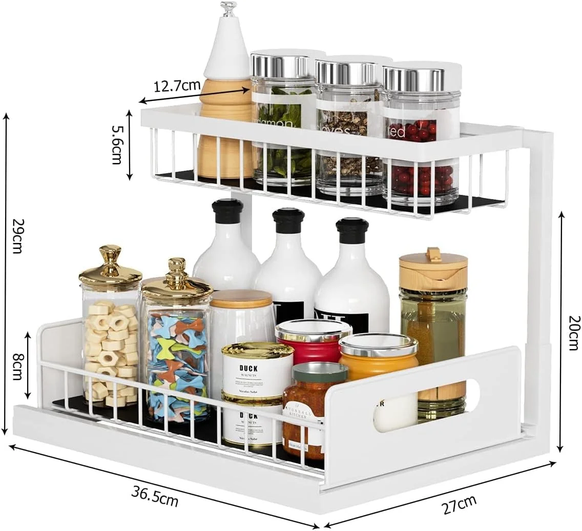 قفسه های ذخیره سازی آشپزخانه دو طبقه ECVV، سازمان دهنده و ذخیره سازی زیر سینک، قفسه کشویی کشویی، قفسه سازمان دهنده رومیزی حمام L شکل قفسه های ذخیره سازی آشپزخانه دو طبقه ECVV، سازمان دهنده و ذخیره سازی زیر سینک، قفسه کشویی کشویی، قفسه سازمان دهنده رومیزی حمام L شکل