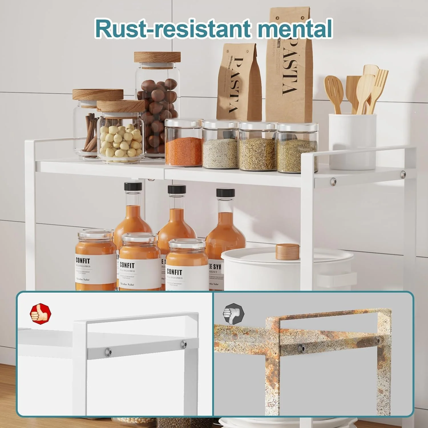 قفسه ارگانایزر رومیزی قابل گسترش U-HOOME، استند کابینت، قفسه ادویه آشپزخانه، قفسه انبار کابینت، سازماندهی و نگهداری برای آشپزخانه حمام (سفید-2 طبقه) قفسه ارگانایزر رومیزی قابل گسترش U-HOOME، استند کابینت، قفسه ادویه آشپزخانه، قفسه انبار کابینت، سازماندهی و نگهداری برای آشپزخانه حمام (سفید-2 طبقه)